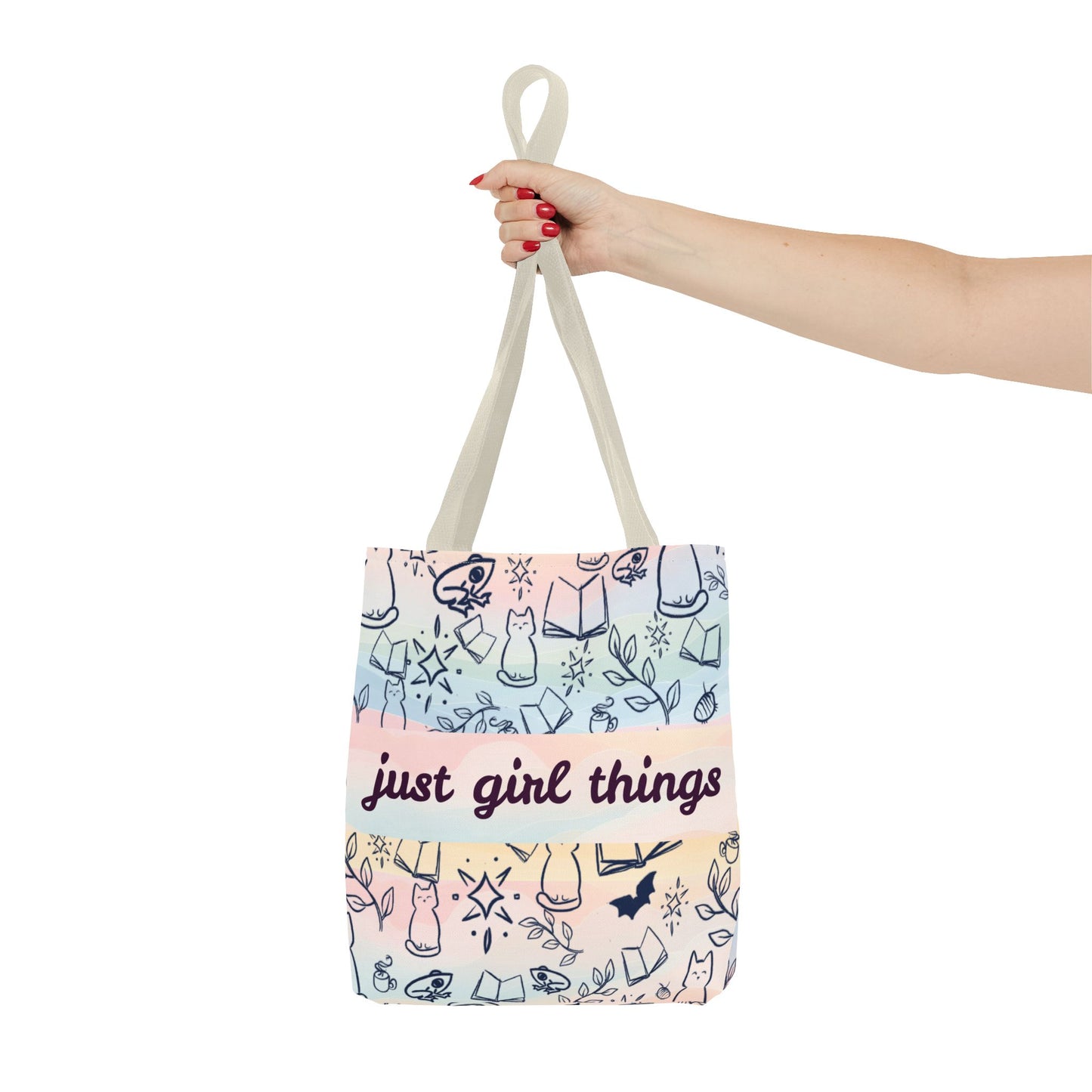 Just Girl Things Tote "Cats, Books, Frogs & Bats? Yes, Please!"
