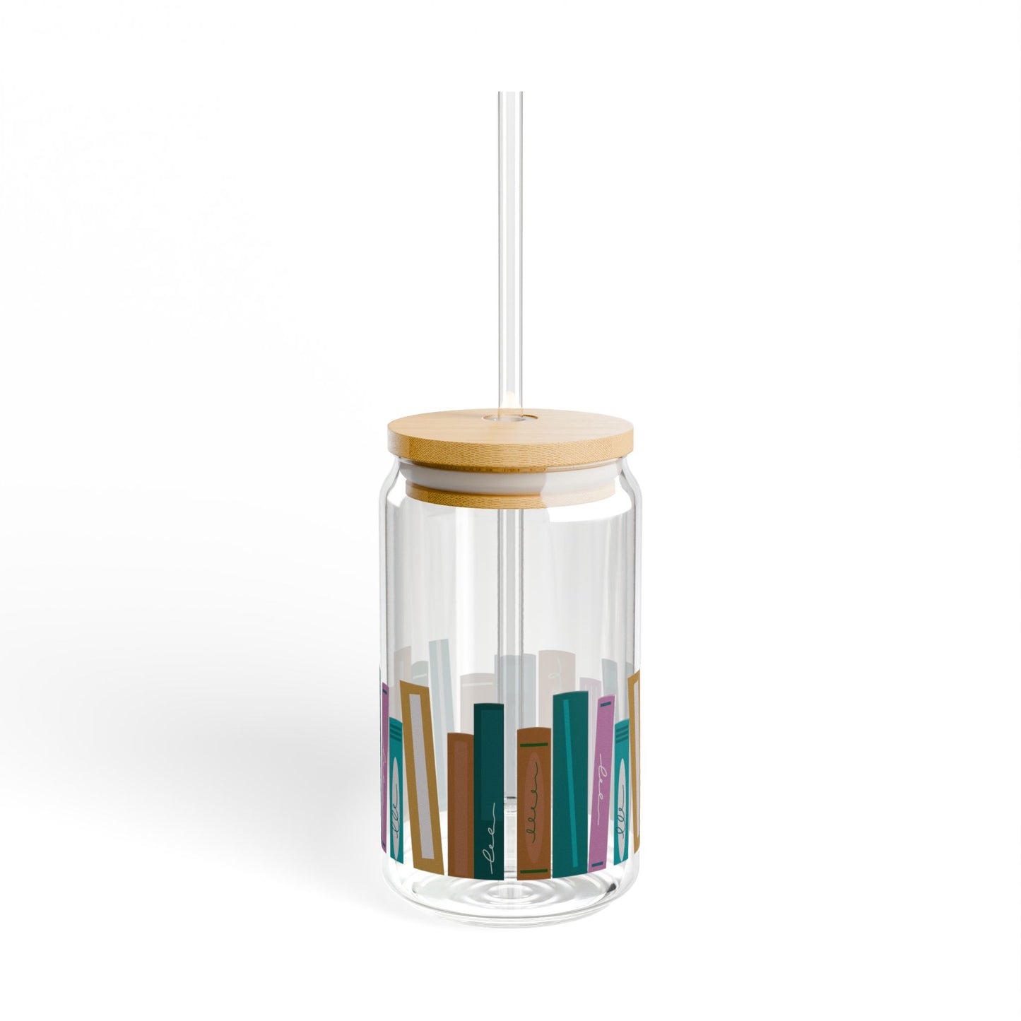 Bookshelf Sipper Glass - 16oz Drinkware for Book Lovers