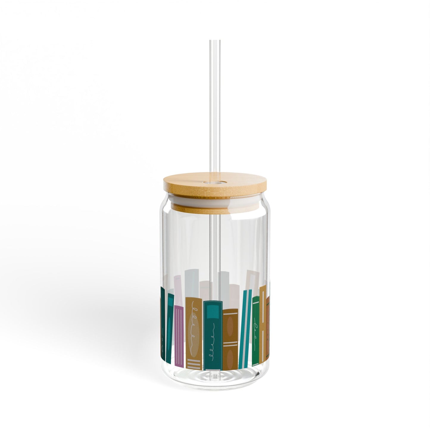 Bookshelf Sipper Glass - 16oz Drinkware for Book Lovers