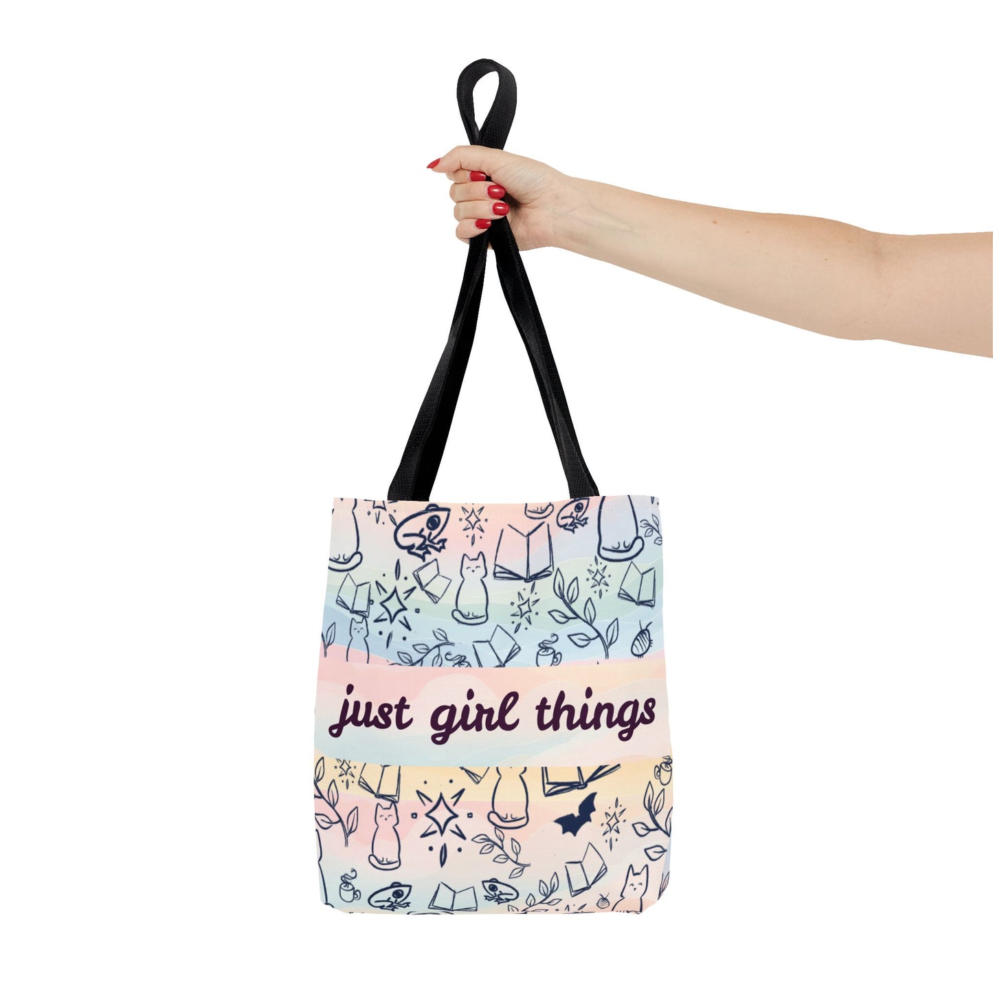 Just Girl Things Tote "Cats, Books, Frogs & Bats? Yes, Please!"