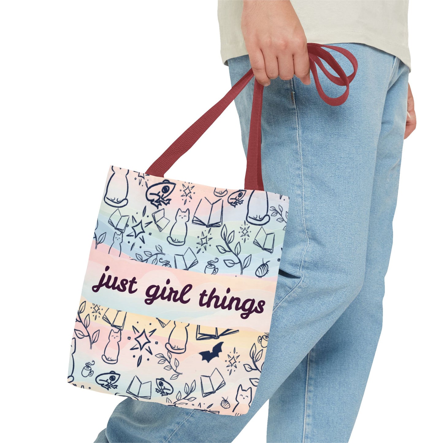 Just Girl Things Tote "Cats, Books, Frogs & Bats? Yes, Please!"