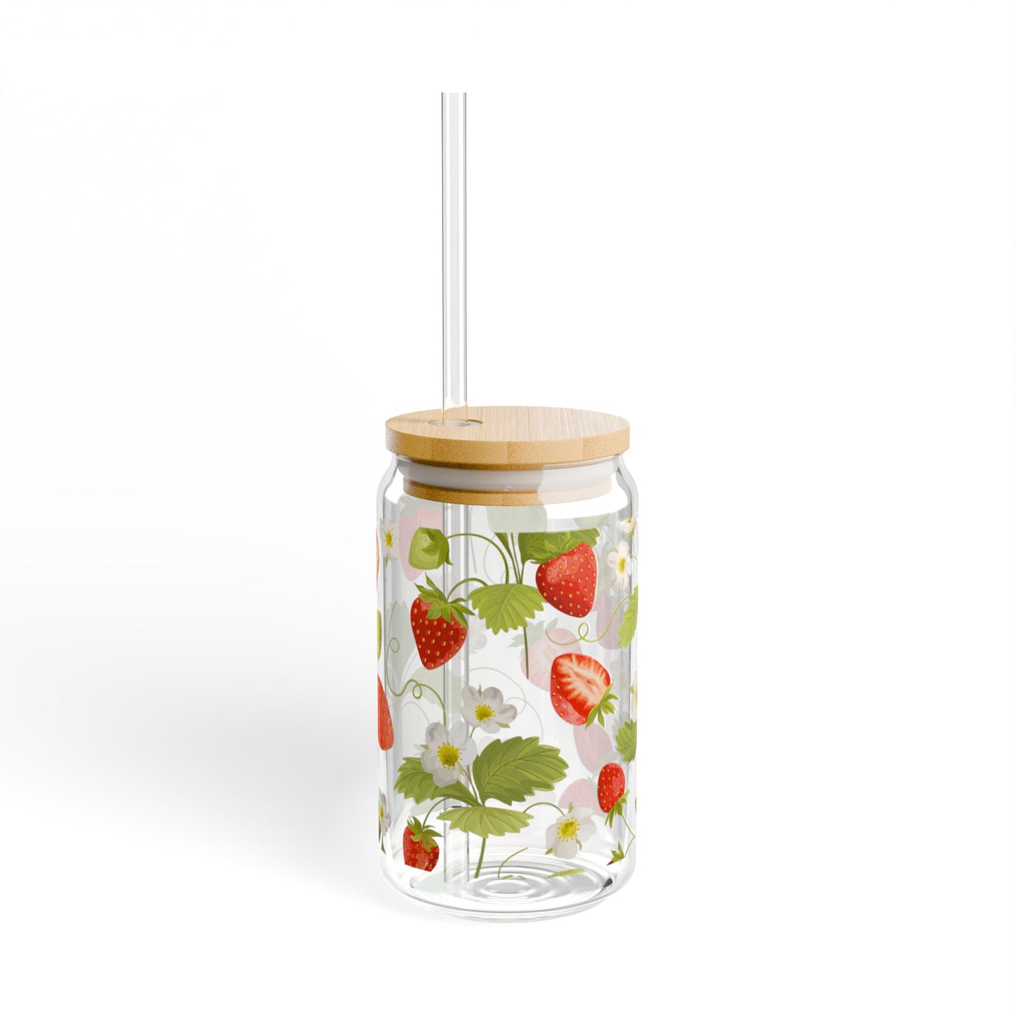 Strawberry Sipper Glass, 16oz - Perfect for Summer Gatherings, Eco-Friendly Drinkware, Picnic Accessory, Gift Idea, Kitchen Decor