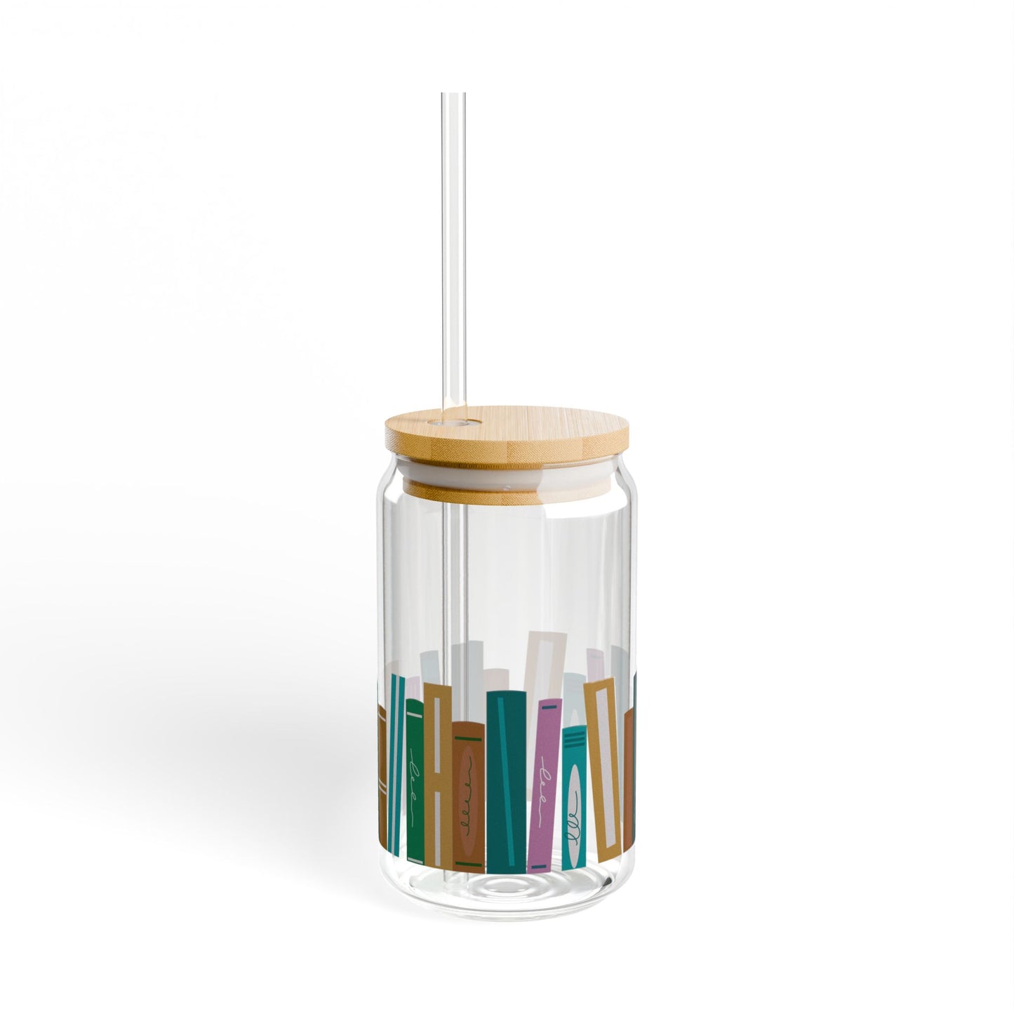 Bookshelf Sipper Glass - 16oz Drinkware for Book Lovers
