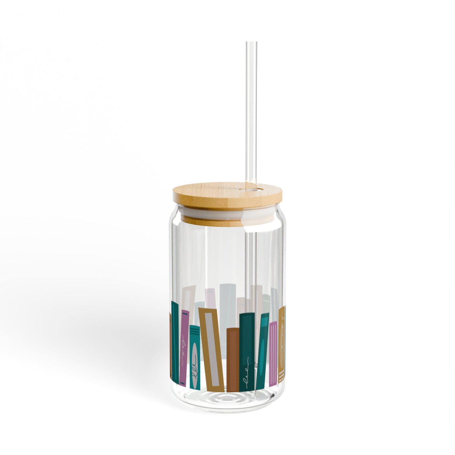 Bookshelf Sipper Glass - 16oz Drinkware for Book Lovers