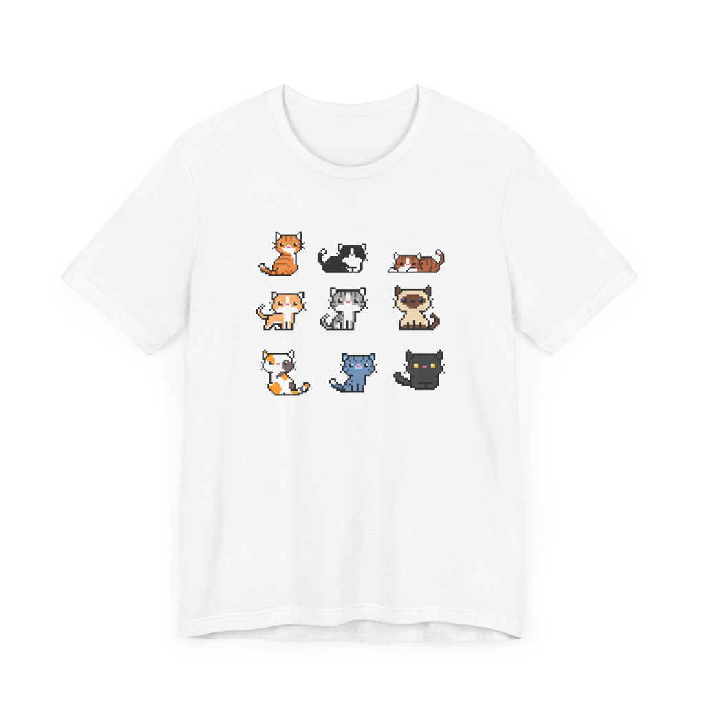 Cute Cat Pixel Art Unisex Short Sleeve Tee