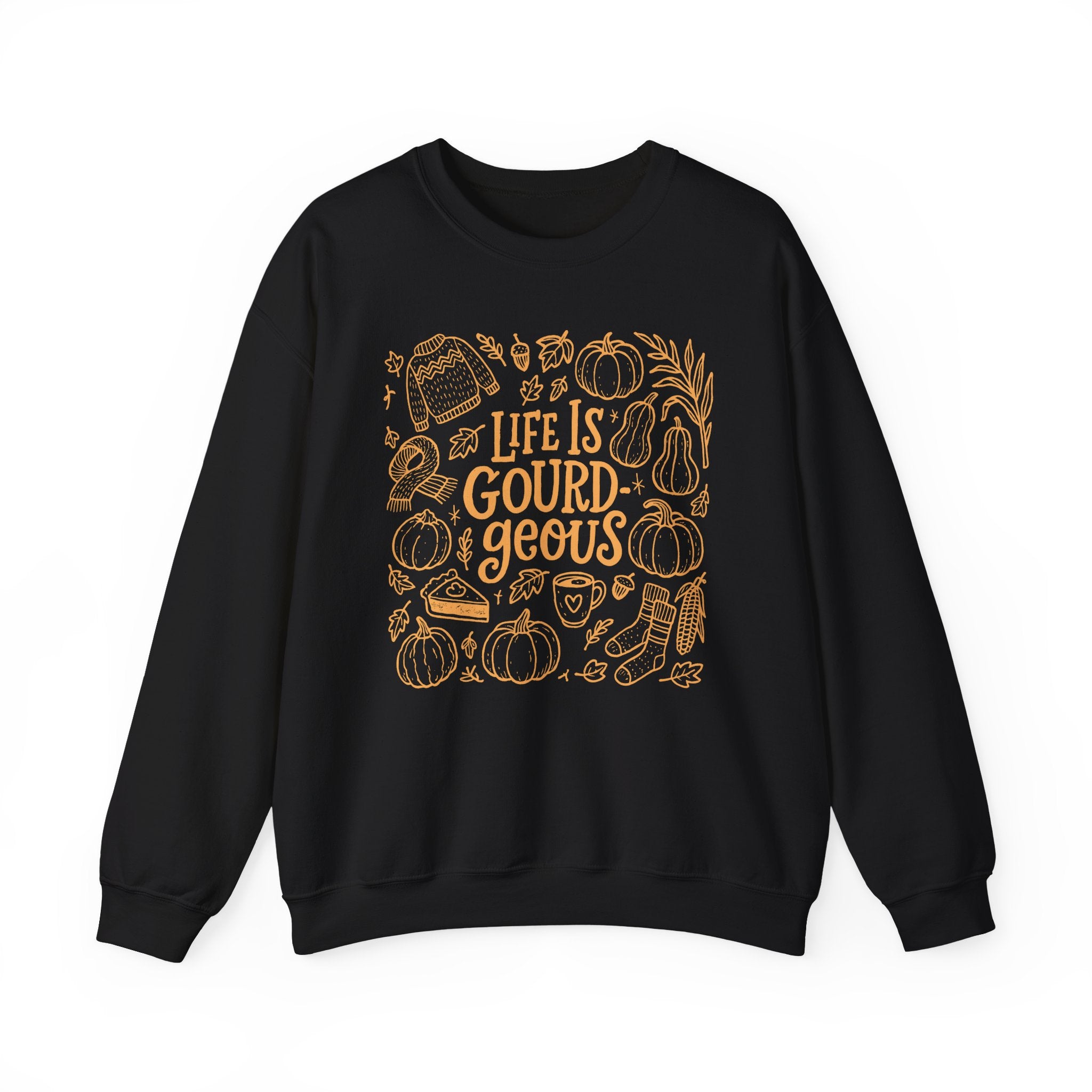 Fall-Themed Crewneck Sweatshirt - 'Life is Gourd-geous', Cozy Apparel, Autumn Outfit, Thanksgiving Gift, Harvest Season Wear