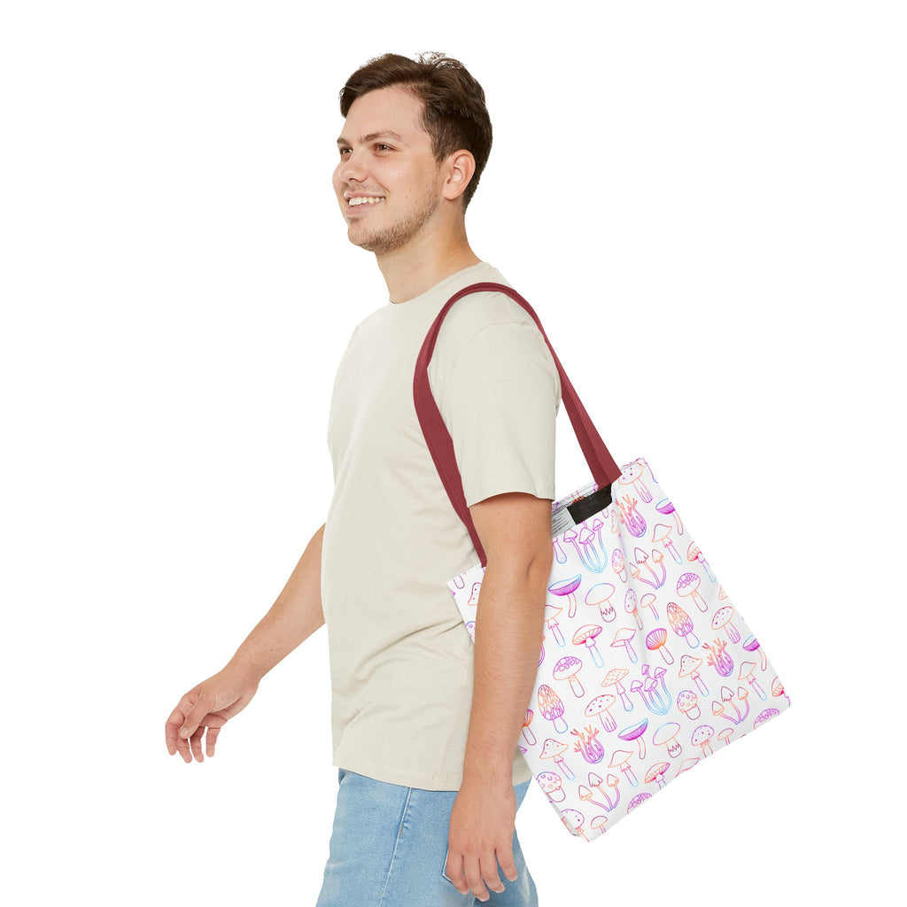 Colorful Mushroom Pattern Tote Bag - Eco-Friendly Grocery or Beach Tote