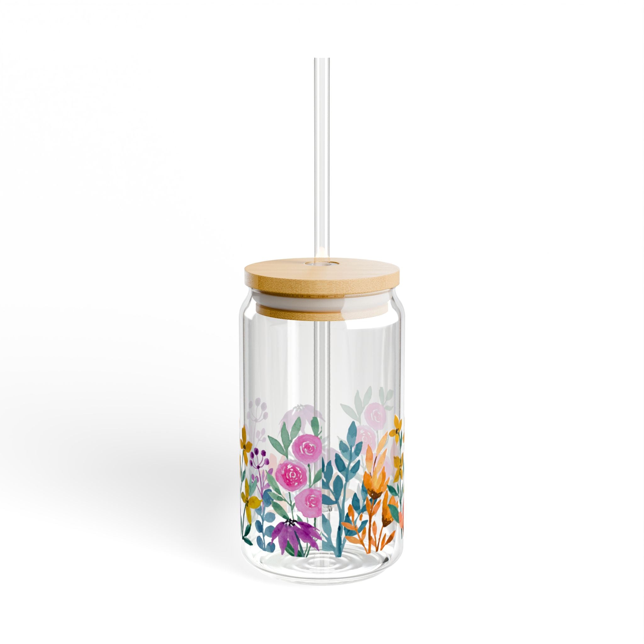 Floral Sipper Glass | 16oz Eco-Friendly Drinkware