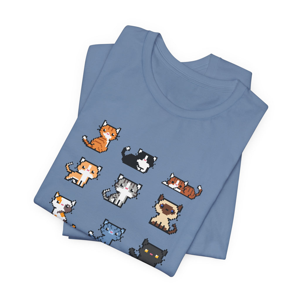 Cute Cat Pixel Art Unisex Short Sleeve Tee
