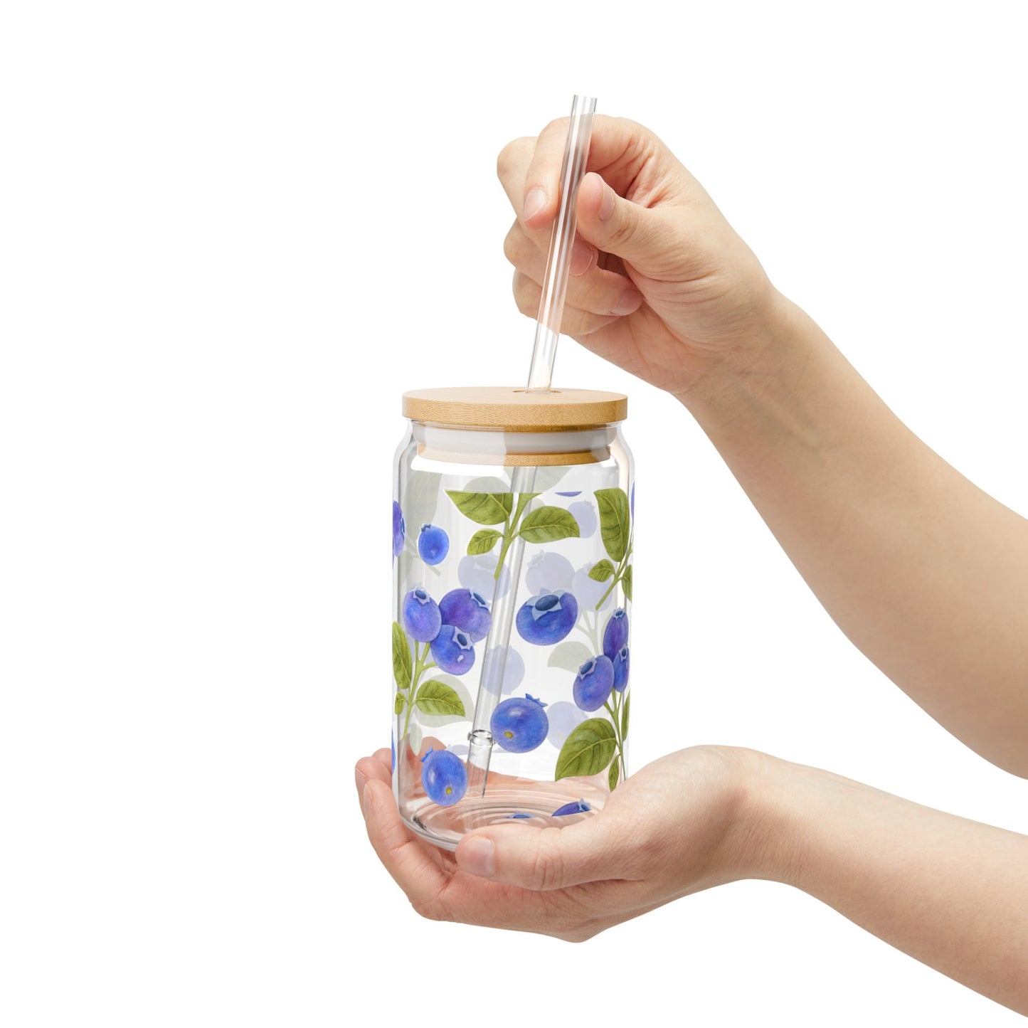 Blueberry 16oz Sipper Glass with Bamboo Lid