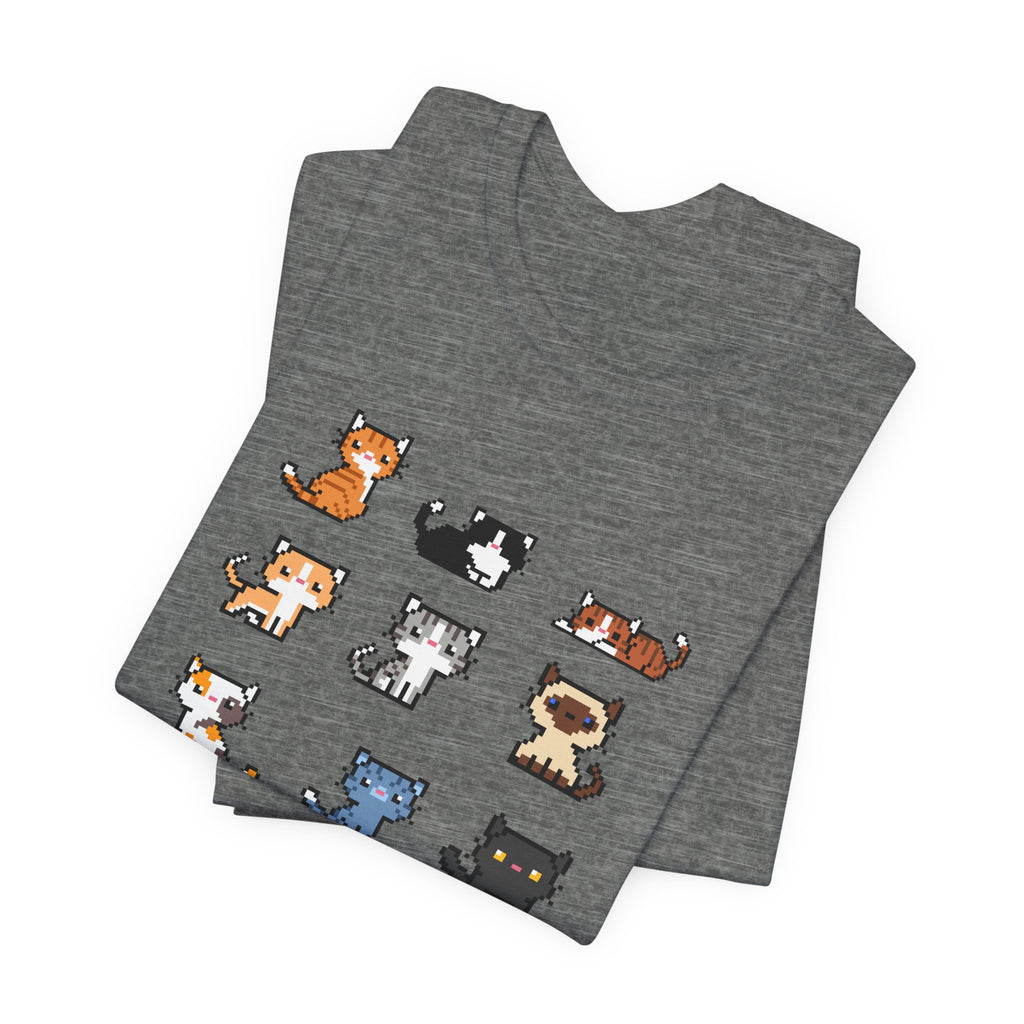 Cute Cat Pixel Art Unisex Short Sleeve Tee