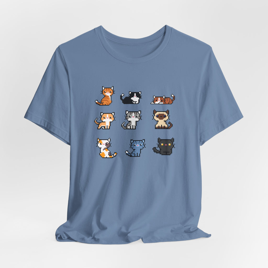 Cute Cat Pixel Art Unisex Short Sleeve Tee