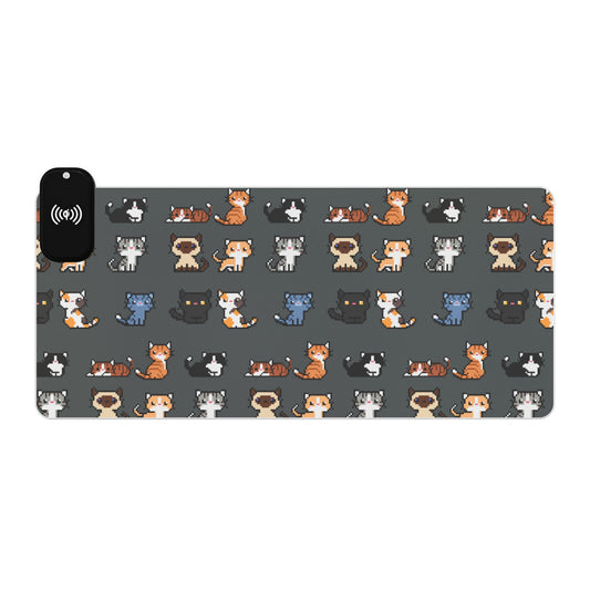 LED Cat-Themed Gaming Mouse Pad with Wireless Charging