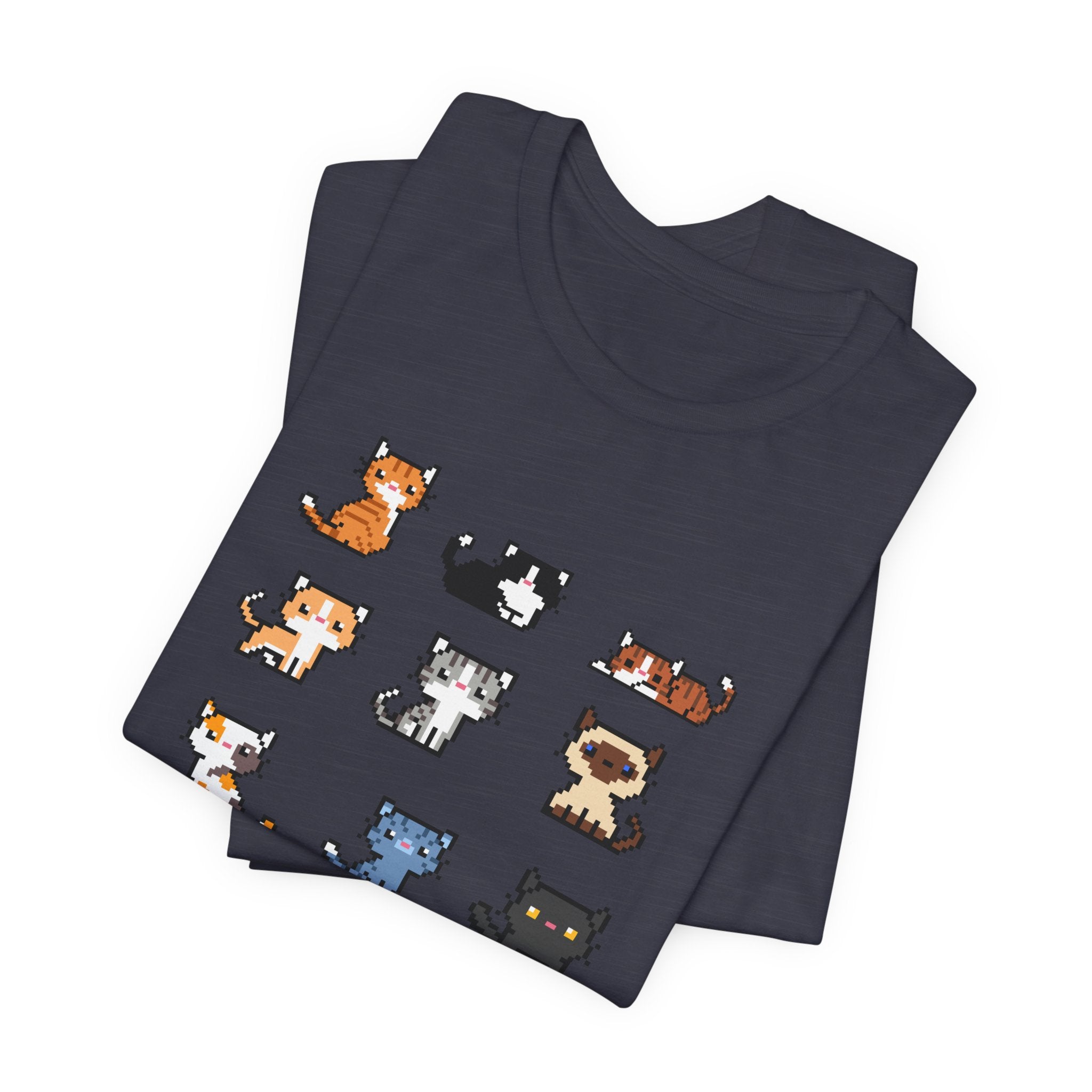 Cute Cat Pixel Art Unisex Short Sleeve Tee