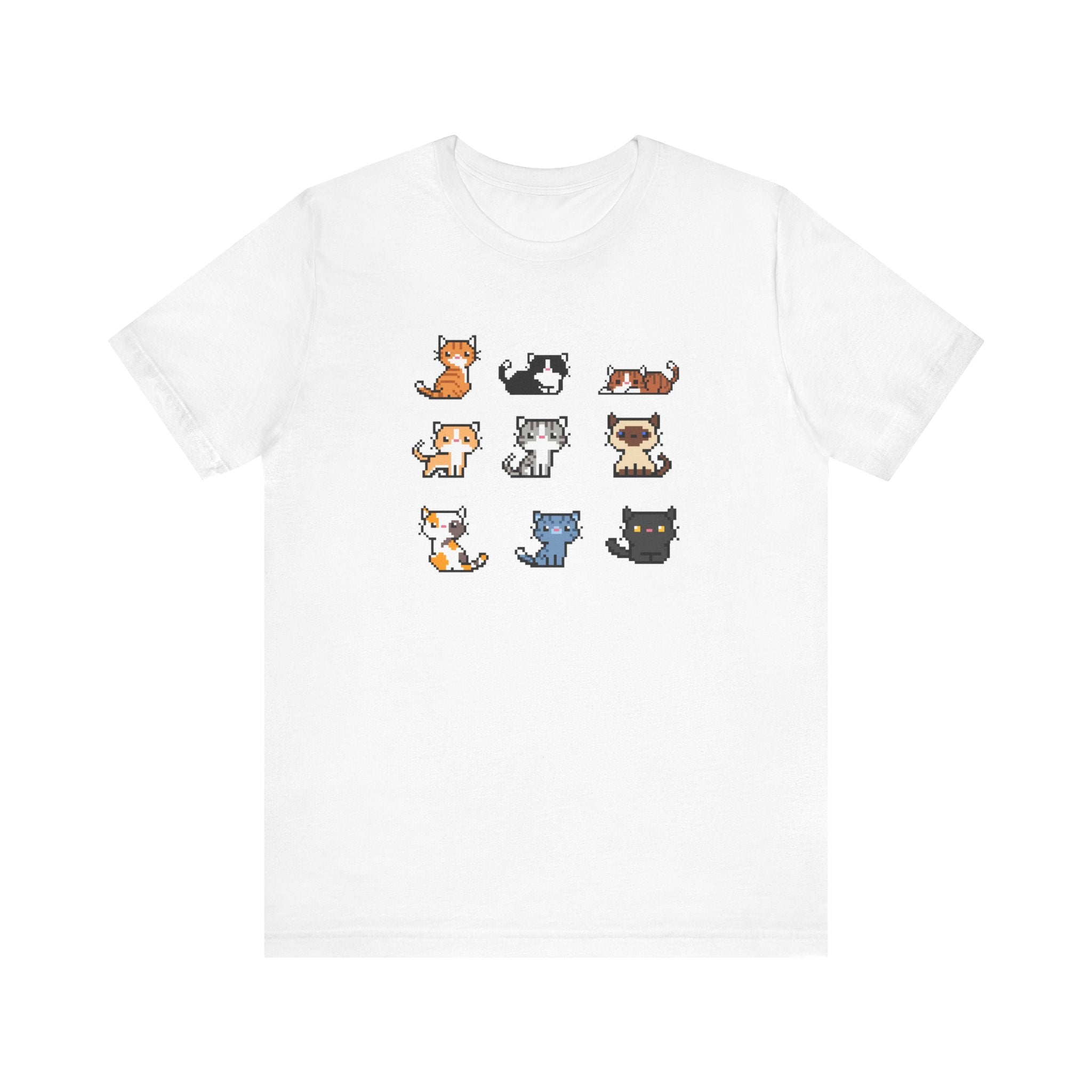 Cute Cat Pixel Art Unisex Short Sleeve Tee