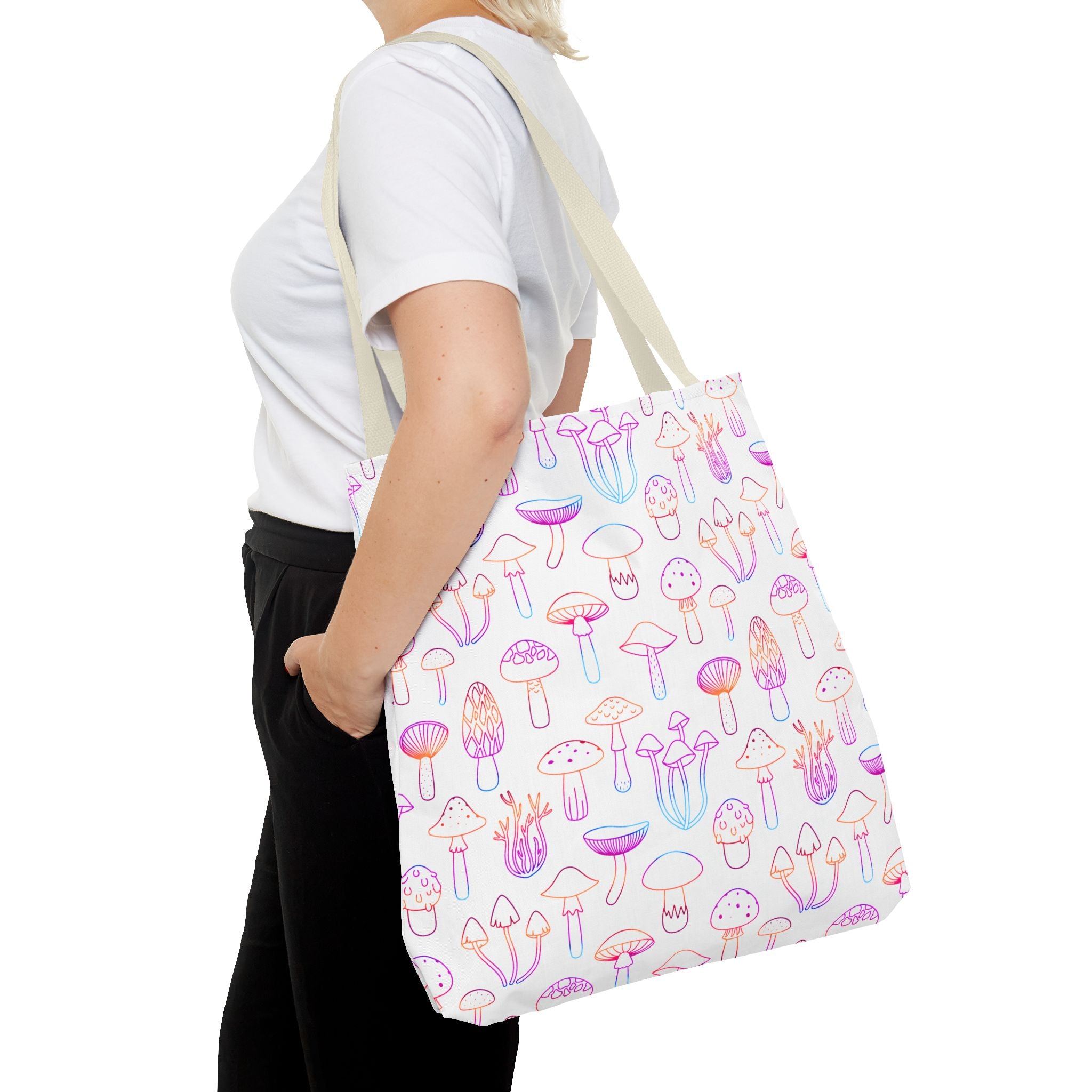 Colorful Mushroom Pattern Tote Bag - Eco-Friendly Grocery or Beach Tote