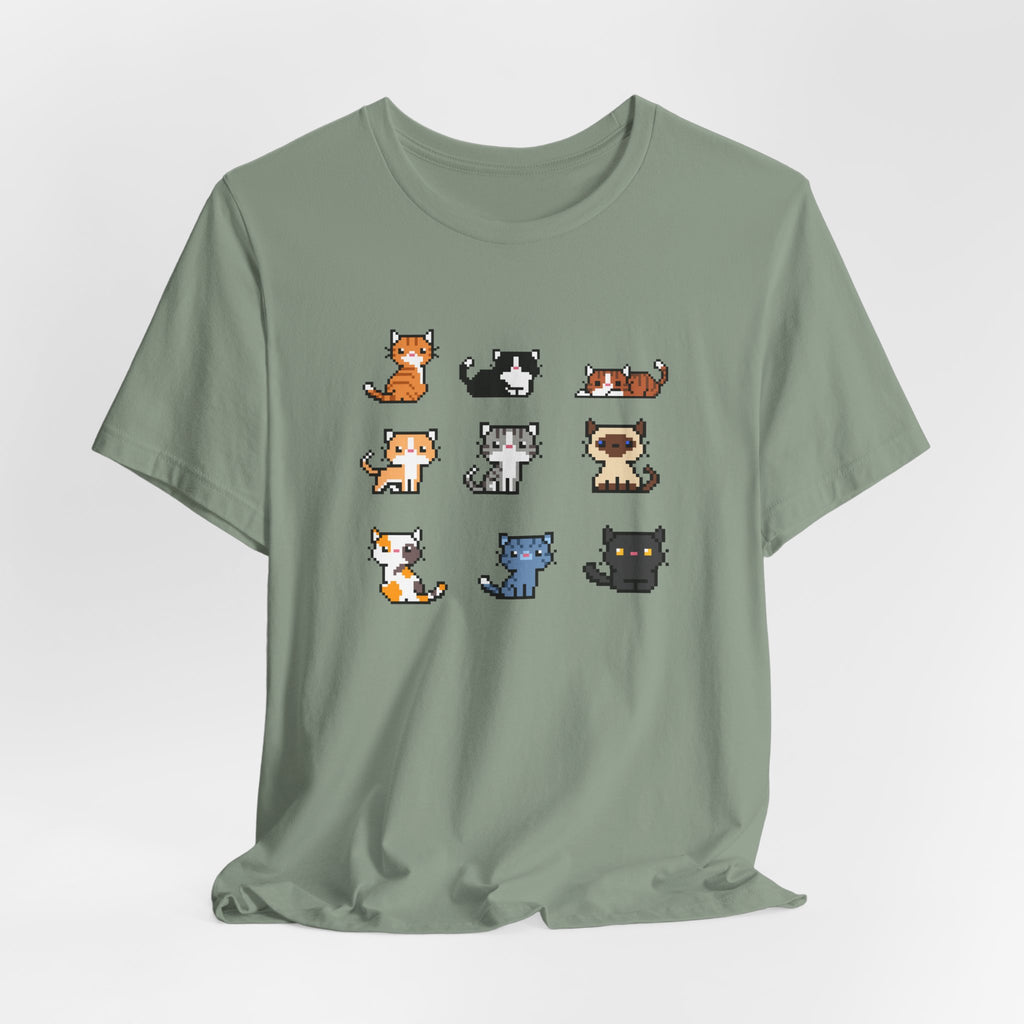 Cute Cat Pixel Art Unisex Short Sleeve Tee