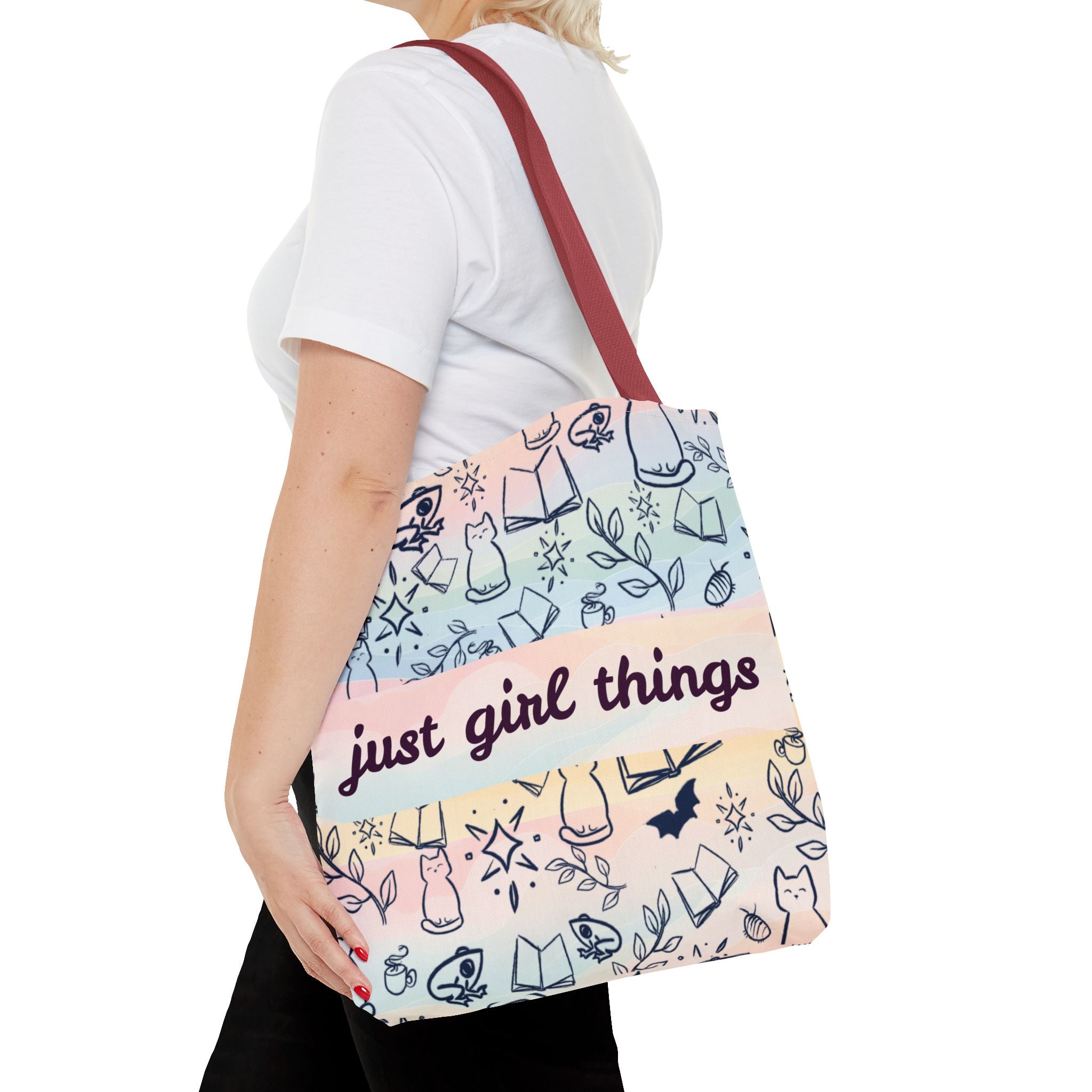 Just Girl Things Tote  "Cats, Books, Frogs & Bats? Yes, Please!"