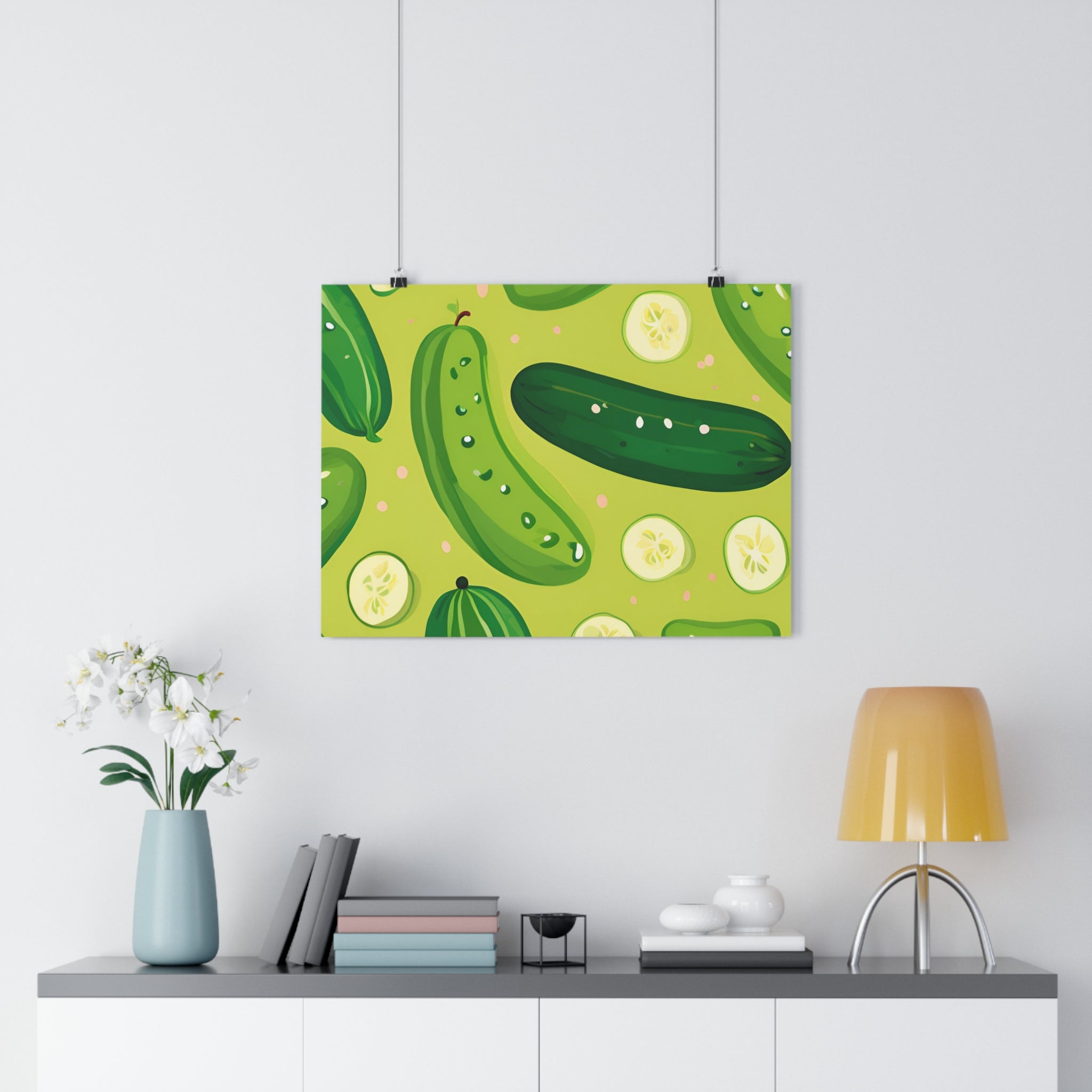 Whimsical Cucumber Giclée Art Print - Fun Kitchen Decor, Perfect for Food Lovers