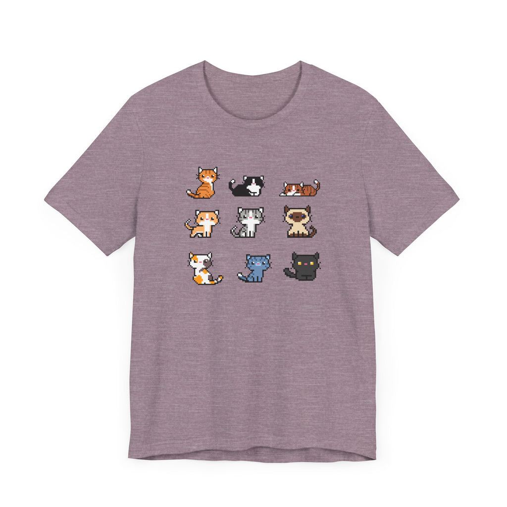 Cute Cat Pixel Art Unisex Short Sleeve Tee