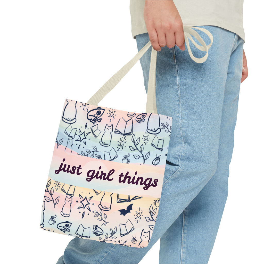 Just Girl Things Tote  "Cats, Books, Frogs & Bats? Yes, Please!"