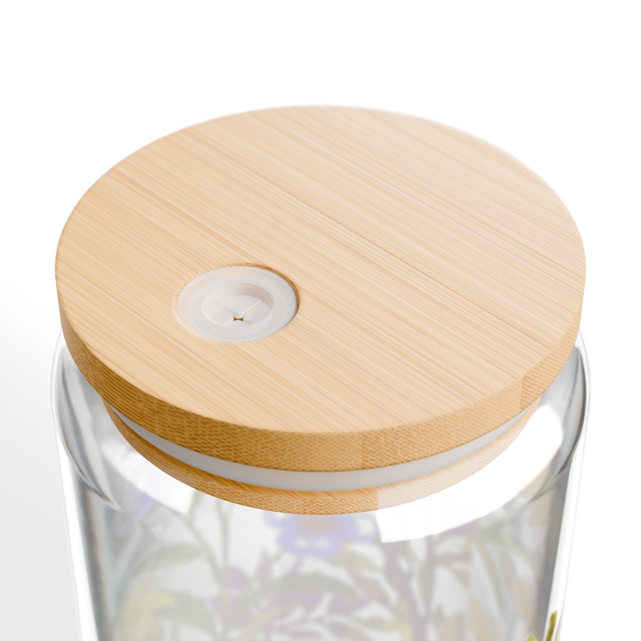 Floral Sipper Glass 16oz with Bamboo Lid - Eco-Friendly Drinkware for Garden Lovers