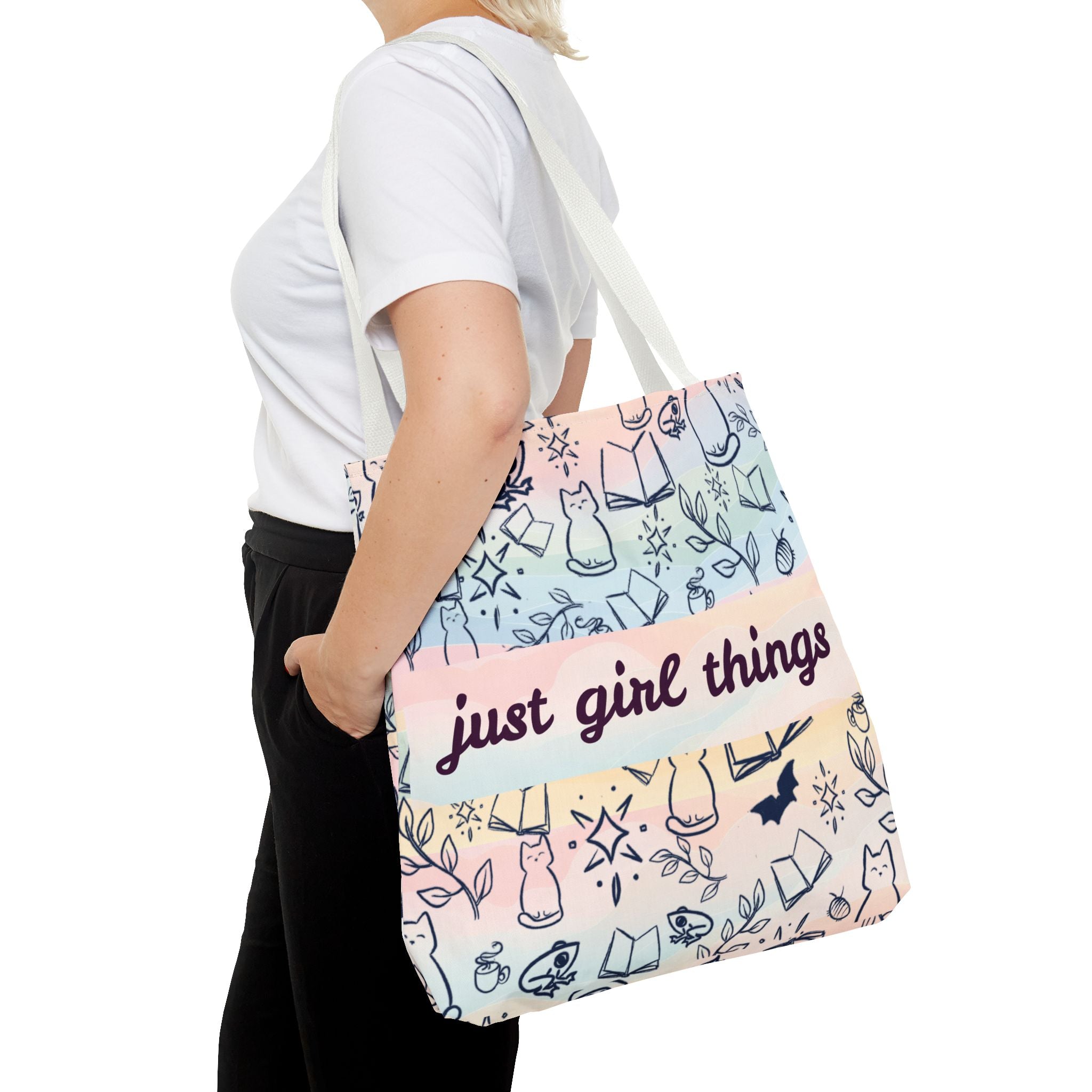Just Girl Things Tote  "Cats, Books, Frogs & Bats? Yes, Please!"