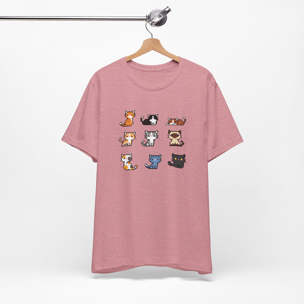 Cute Cat Pixel Art Unisex Short Sleeve Tee