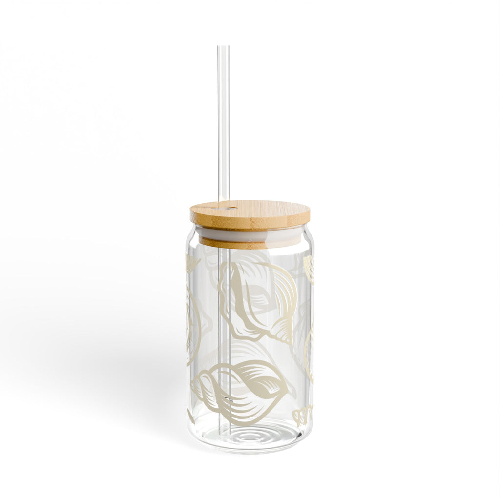 Shell Design Eco-Friendly Sipper Glass with Bamboo Lid - 16oz