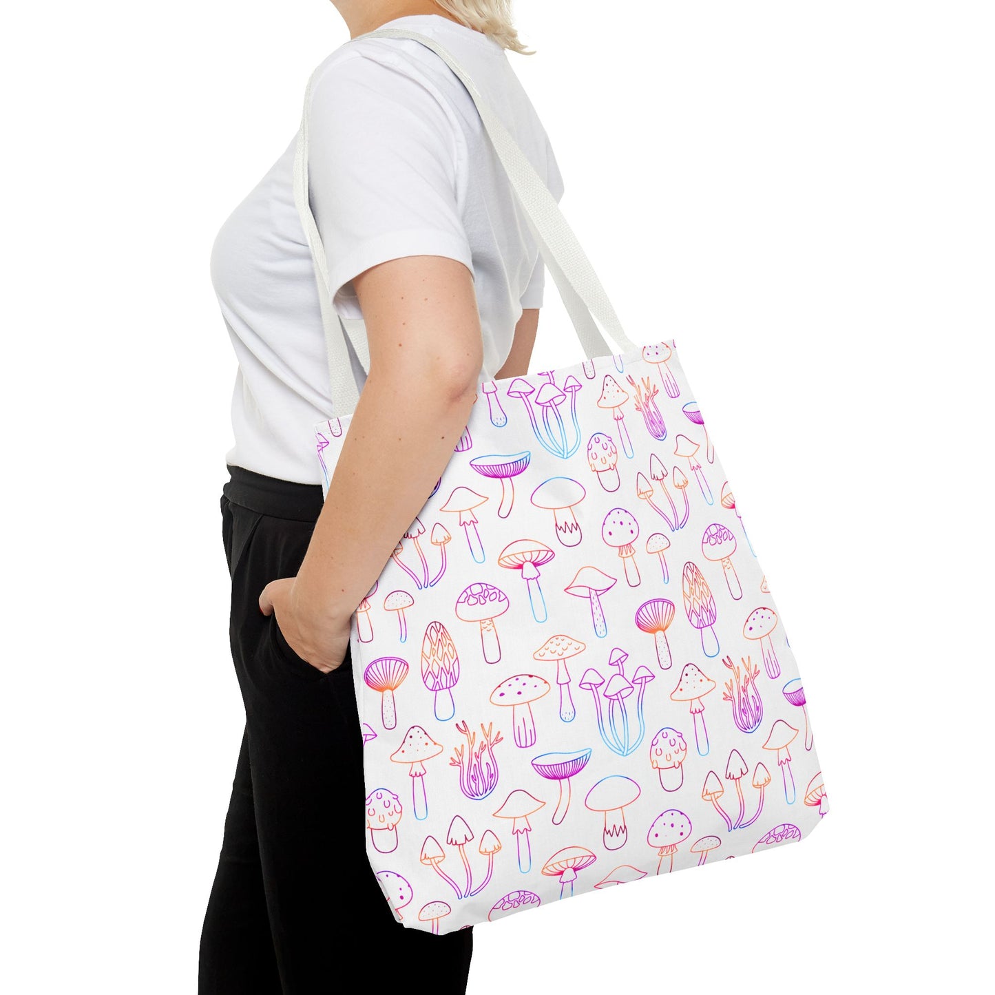 Colorful Mushroom Pattern Tote Bag - Eco-Friendly Grocery or Beach Tote