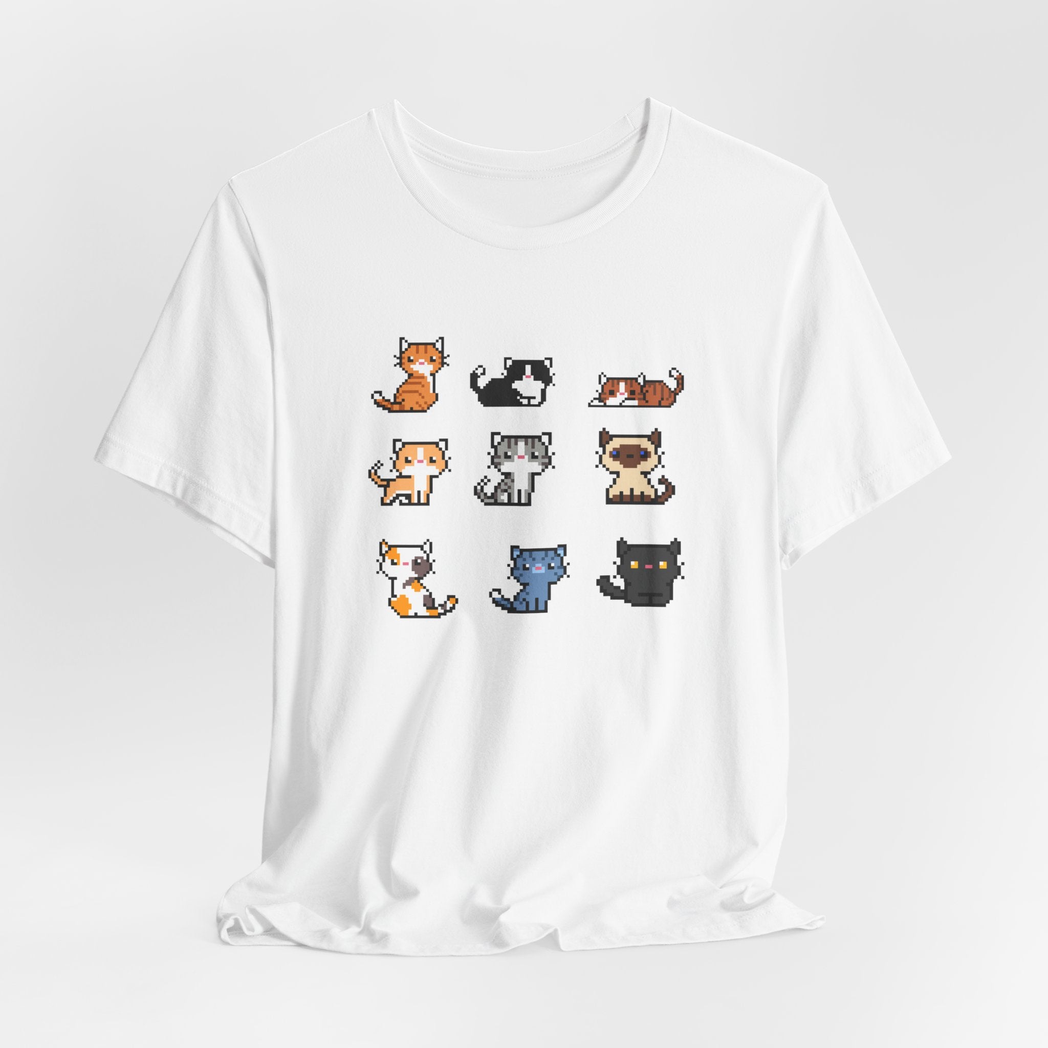 Cute Cat Pixel Art Unisex Short Sleeve Tee