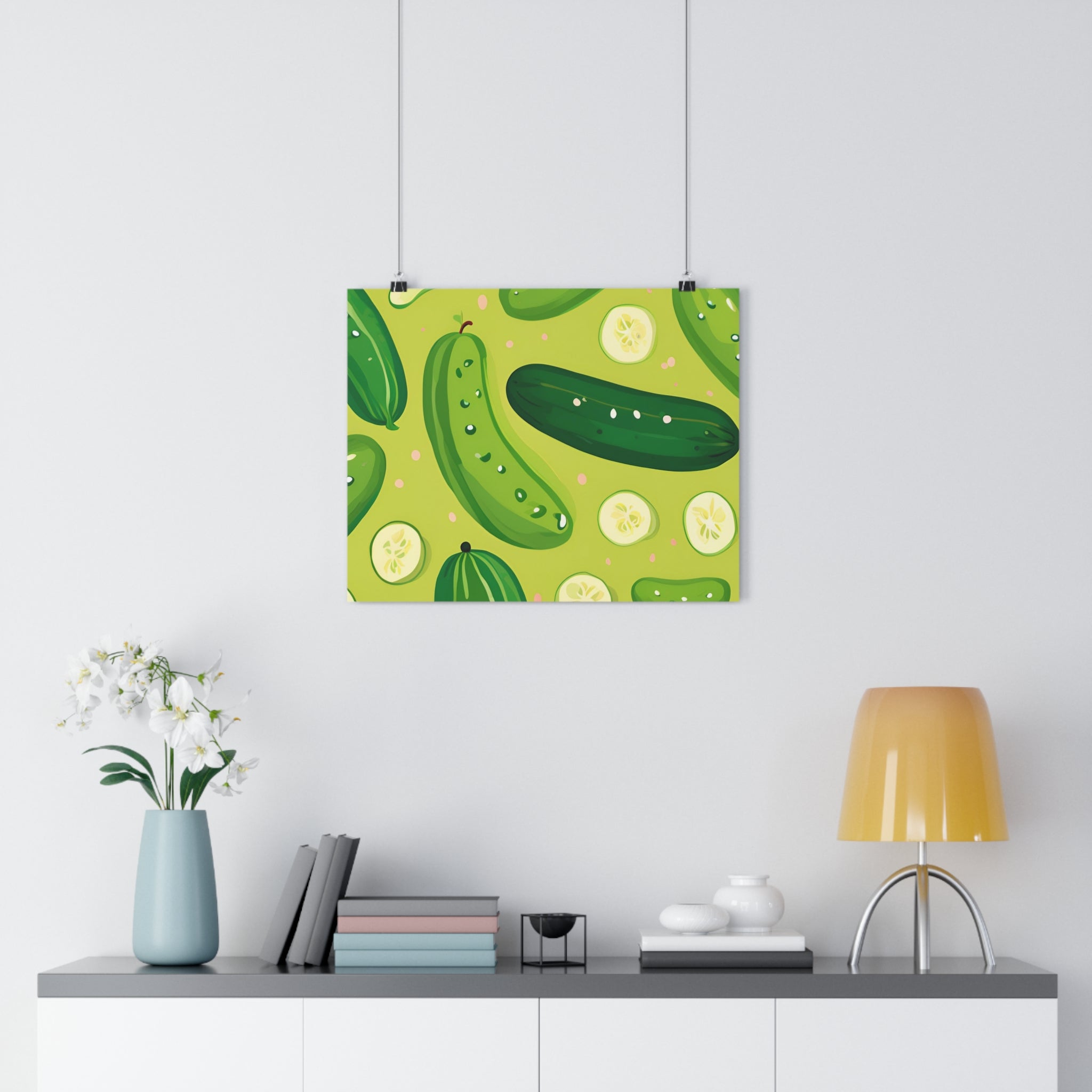 Whimsical Cucumber Giclée Art Print - Fun Kitchen Decor, Perfect for Food Lovers