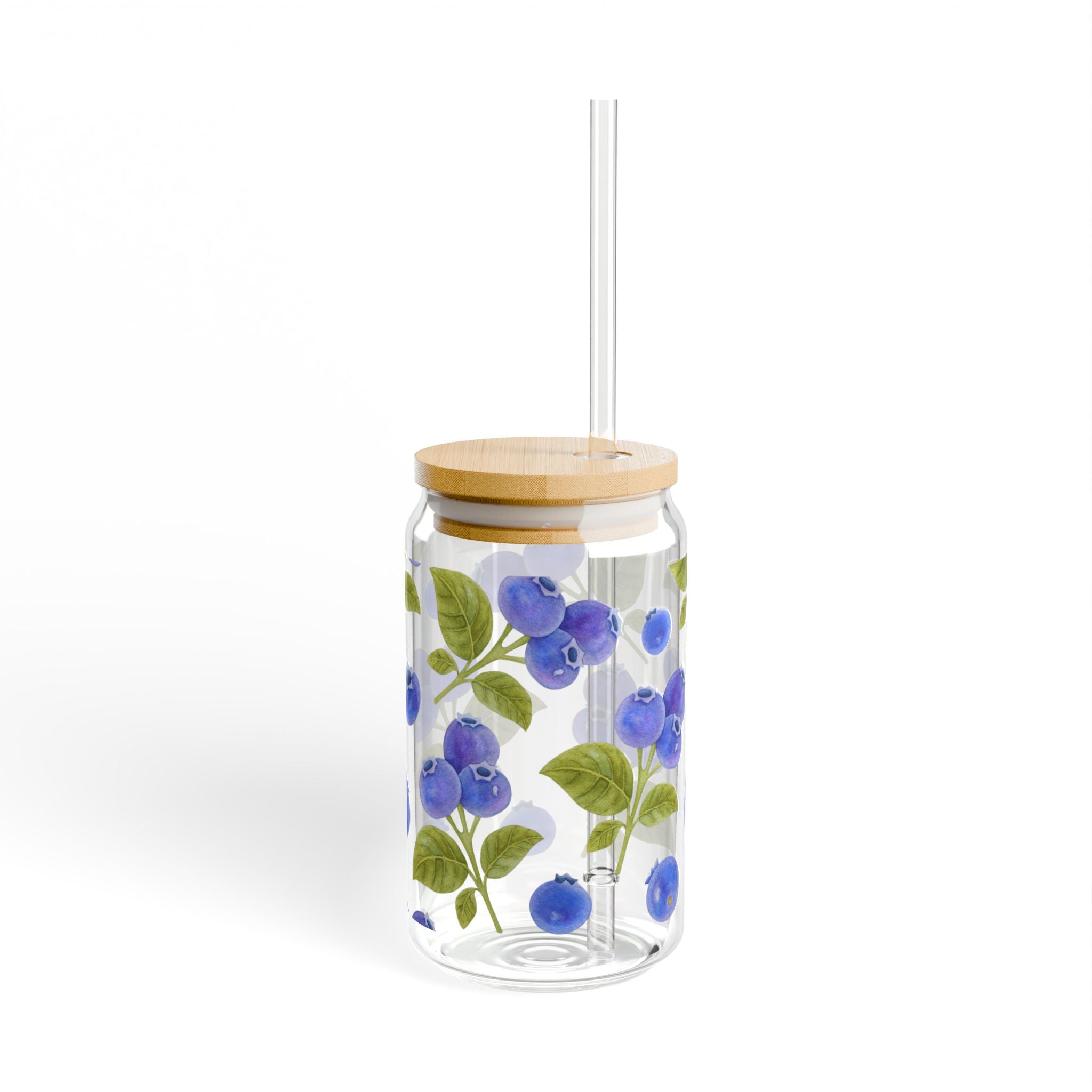 Blueberry 16oz Sipper Glass with Bamboo Lid