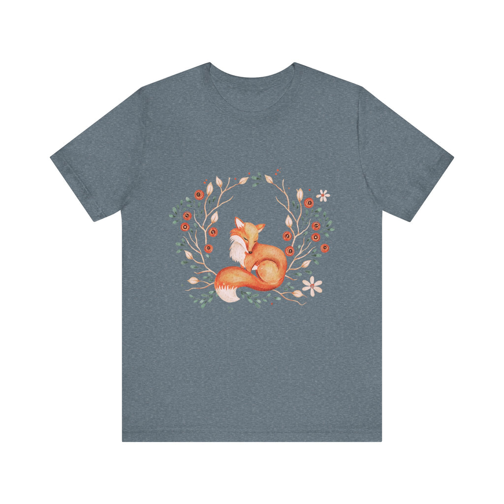 Whimsical Fox Unisex Jersey Tee, Forest Animal Shirt, Cute Gift for Nature Lovers, Relaxed Fit, Eco-Friendly Fabric