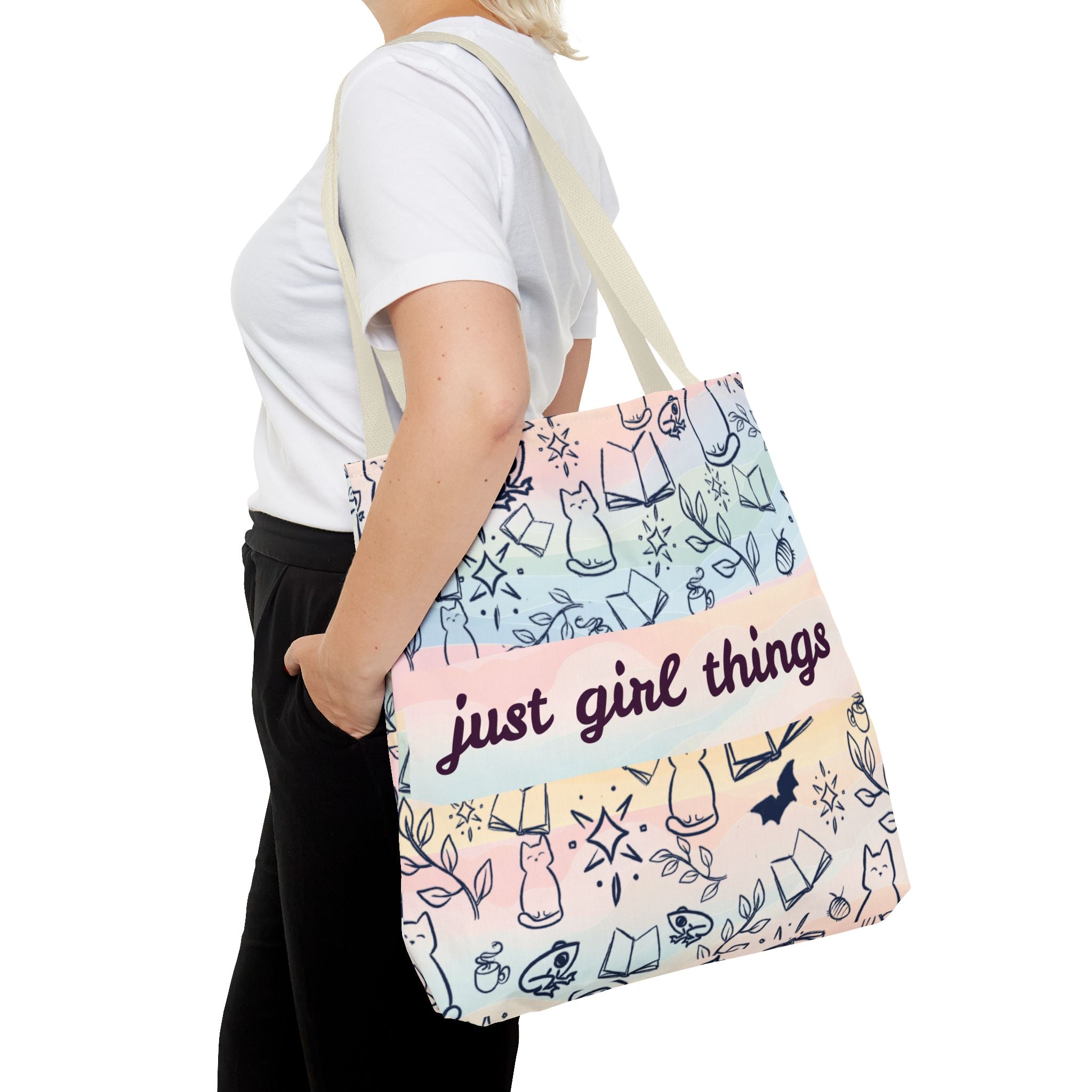 Just Girl Things Tote  "Cats, Books, Frogs & Bats? Yes, Please!"