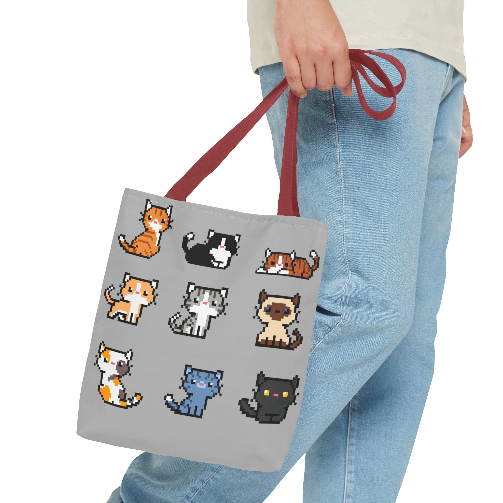 Cute Pixel Art Cat Tote Bag - Perfect for Cat Lovers & Everyday Use