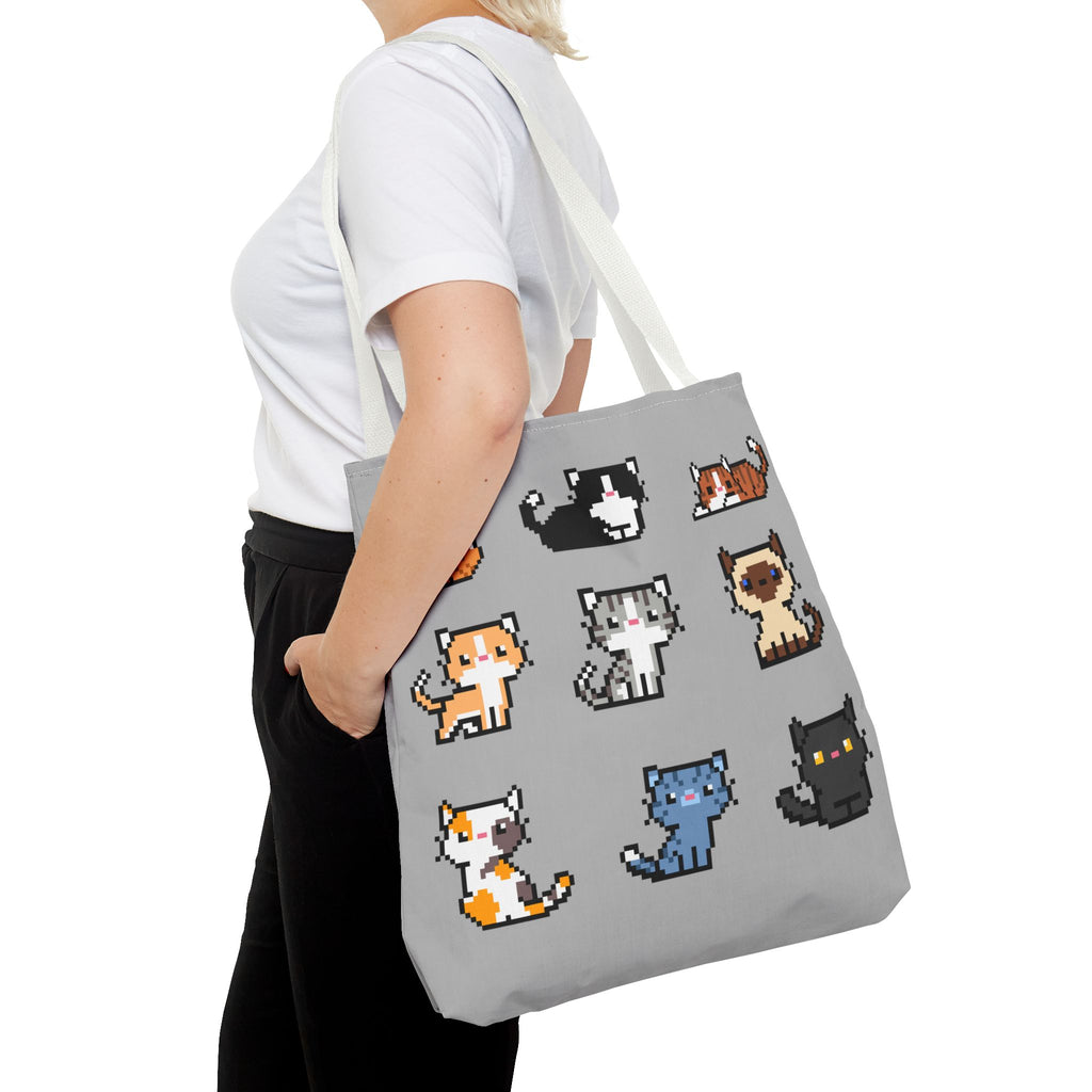 Cute Pixel Art Cat Tote Bag - Perfect for Cat Lovers & Everyday Use