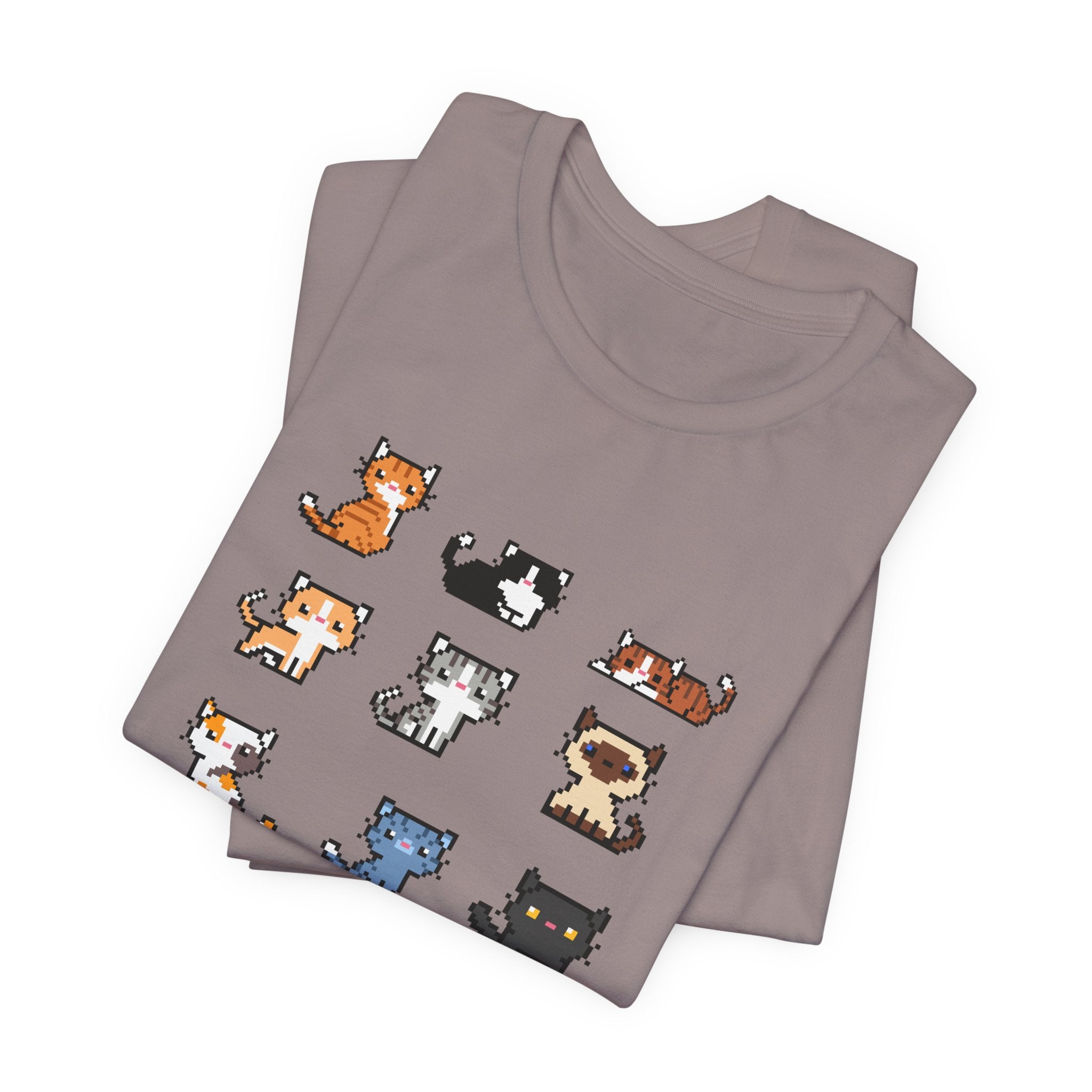 Cute Cat Pixel Art Unisex Short Sleeve Tee