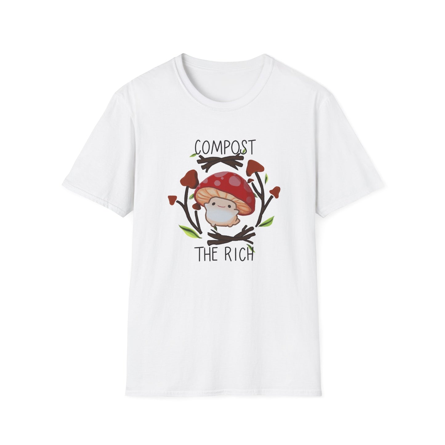 Compost The Rich T-Shirt | Mushroom Gnome Illustration, Eco Humor
