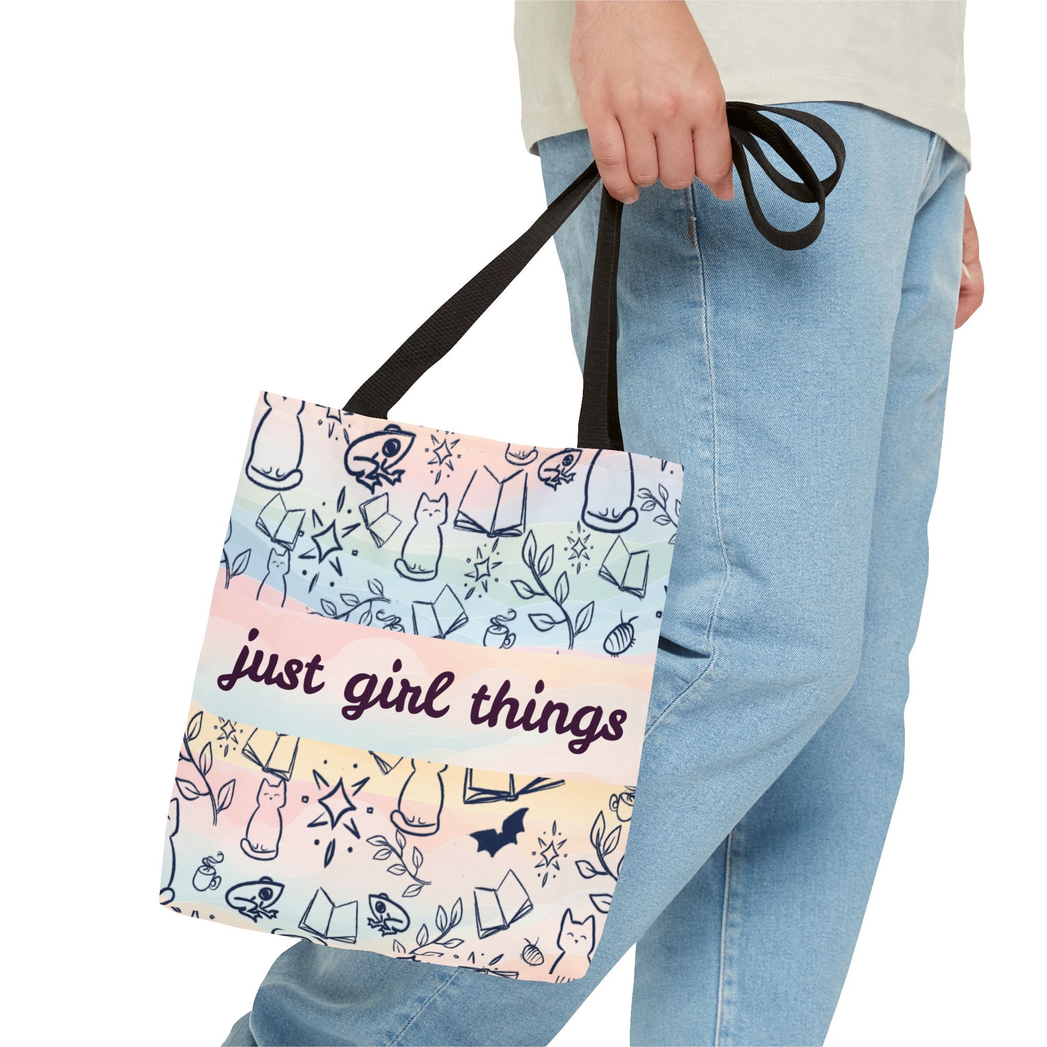 Just Girl Things Tote  "Cats, Books, Frogs & Bats? Yes, Please!"