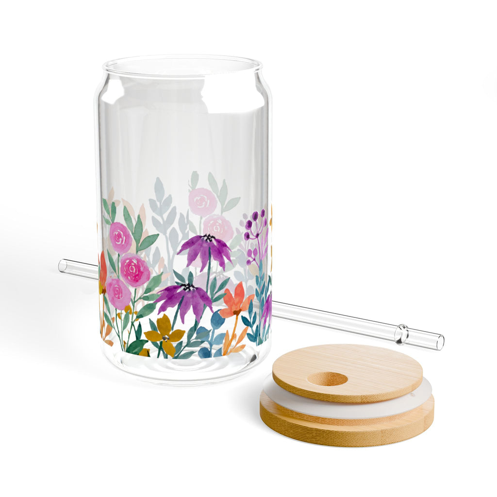 Floral Sipper Glass | 16oz Eco-Friendly Drinkware