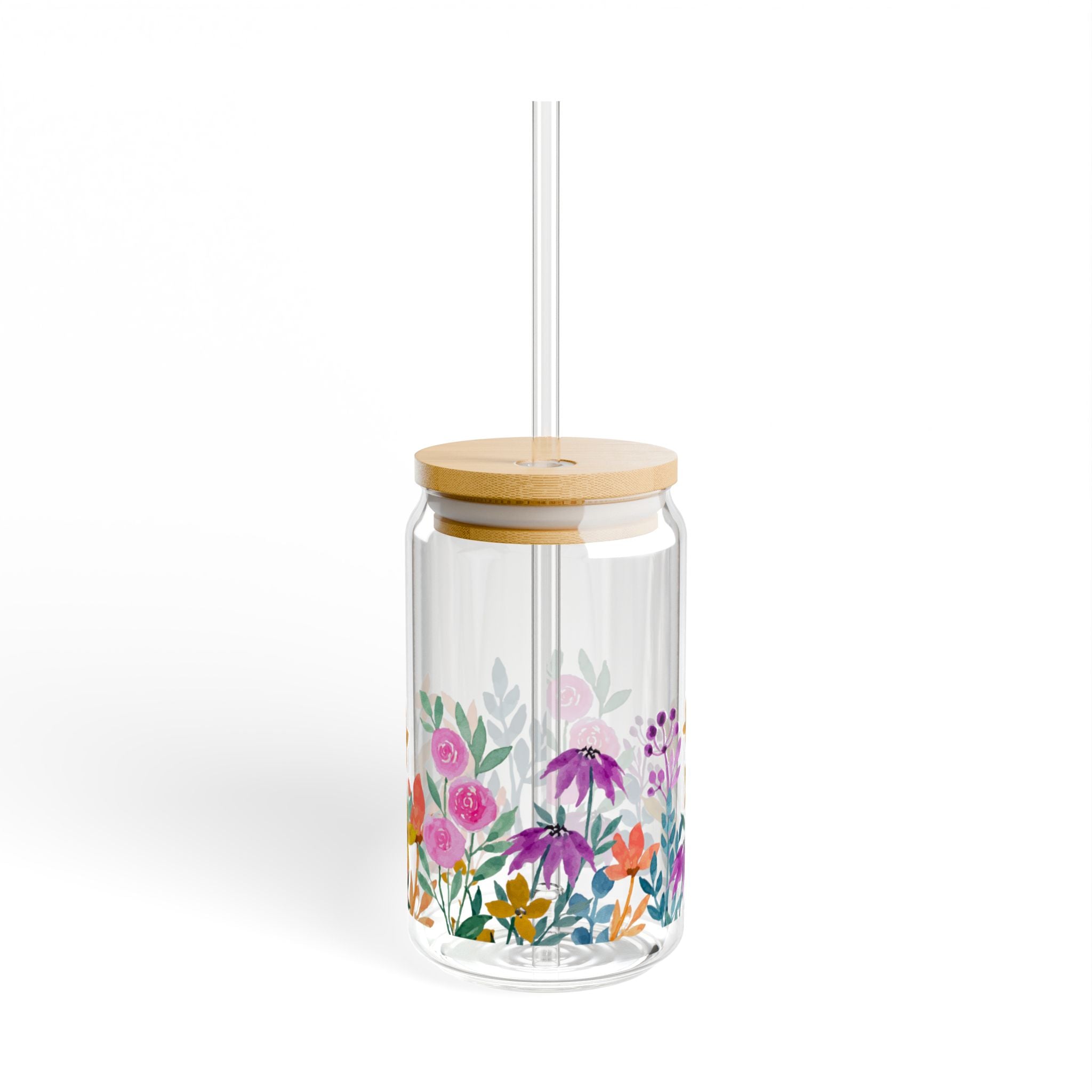 Floral Sipper Glass | 16oz Eco-Friendly Drinkware