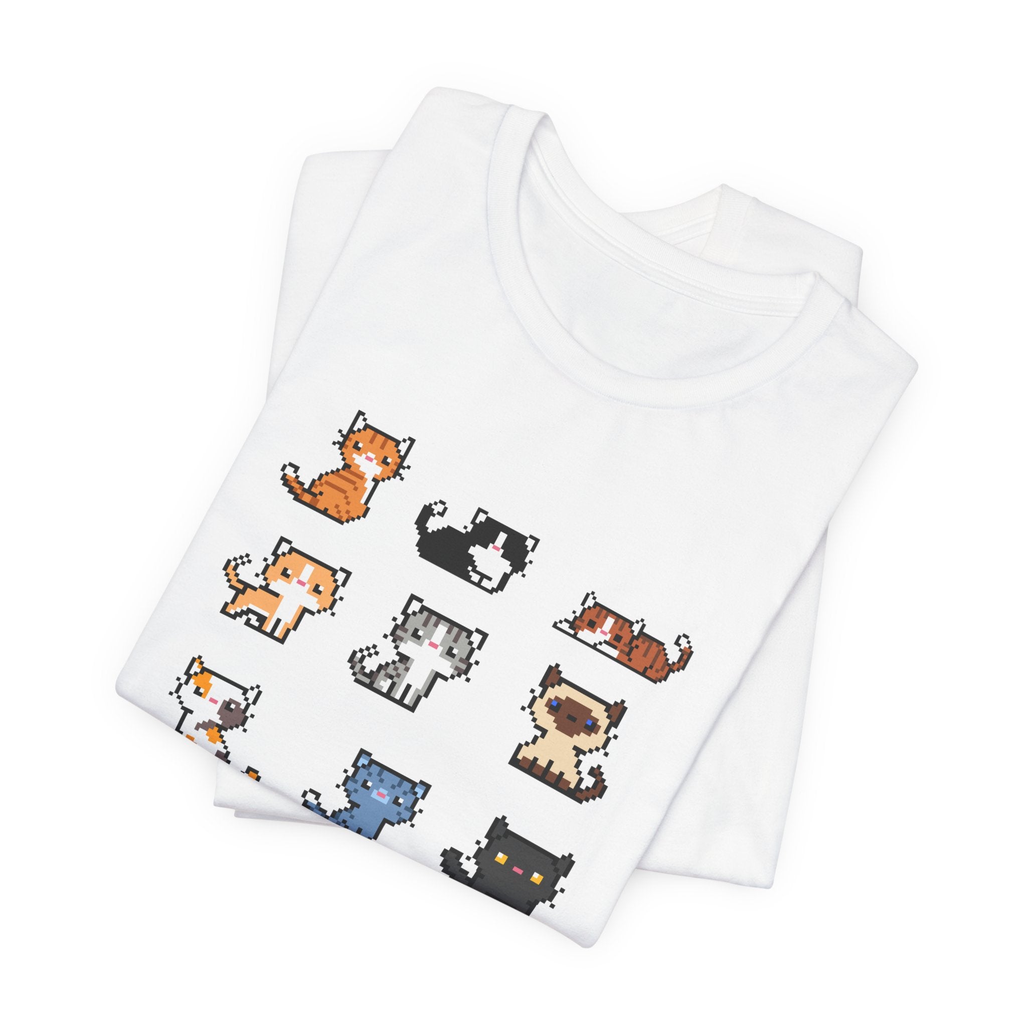 Cute Cat Pixel Art Unisex Short Sleeve Tee