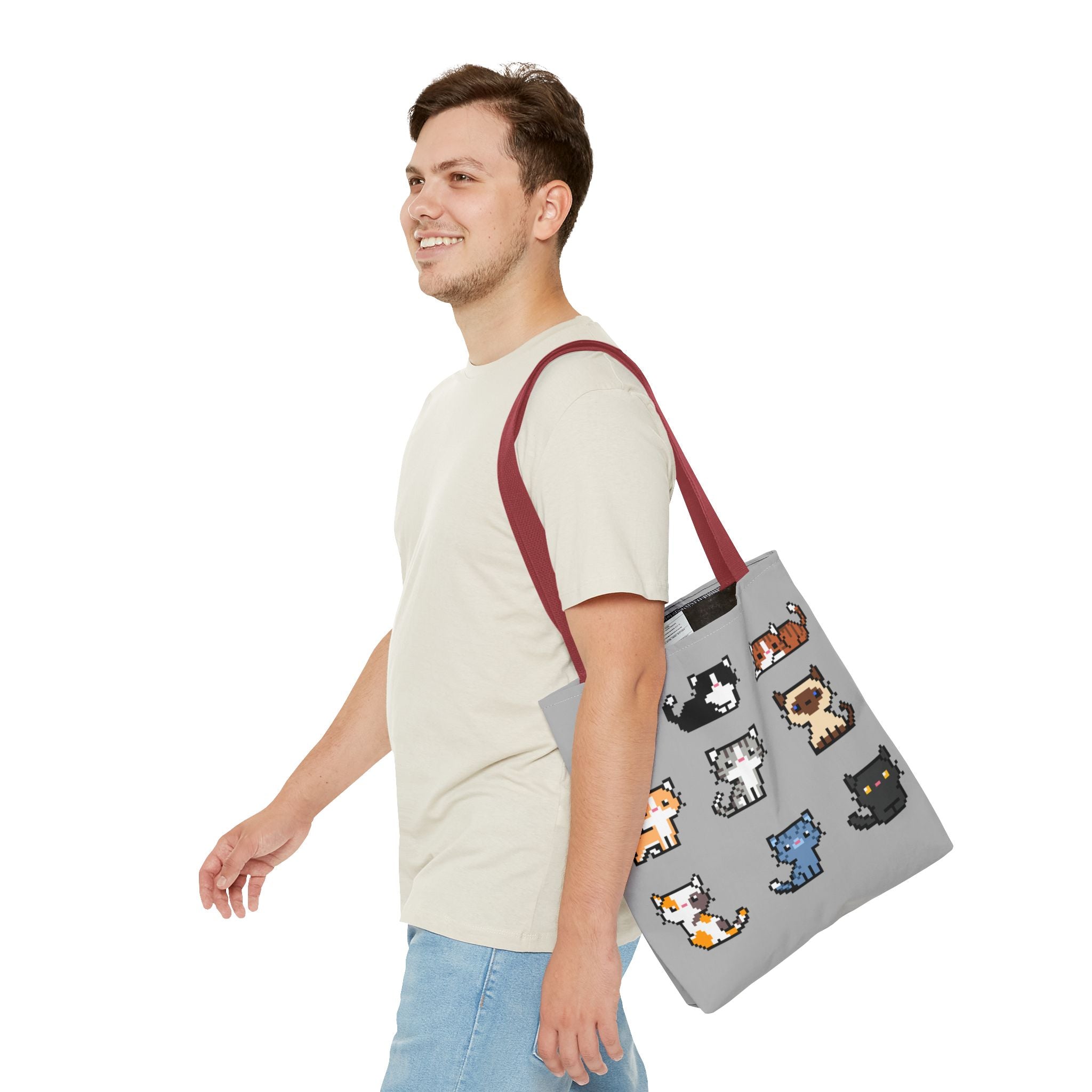 Cute Pixel Art Cat Tote Bag - Perfect for Cat Lovers & Everyday Use