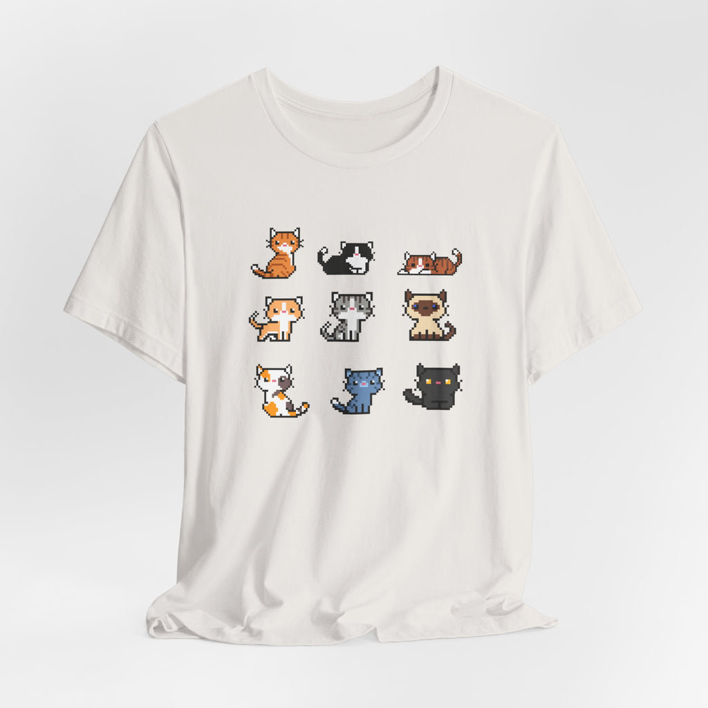 Cute Cat Pixel Art Unisex Short Sleeve Tee