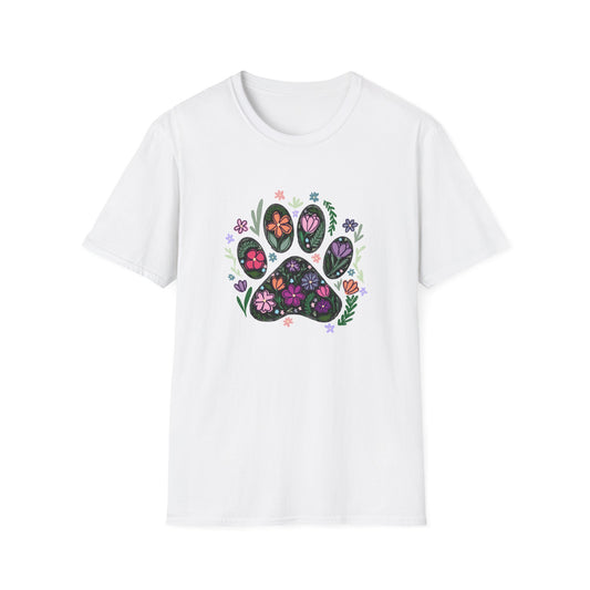 Floral Paw Print T-Shirt | Flower Animal Graphic Tee