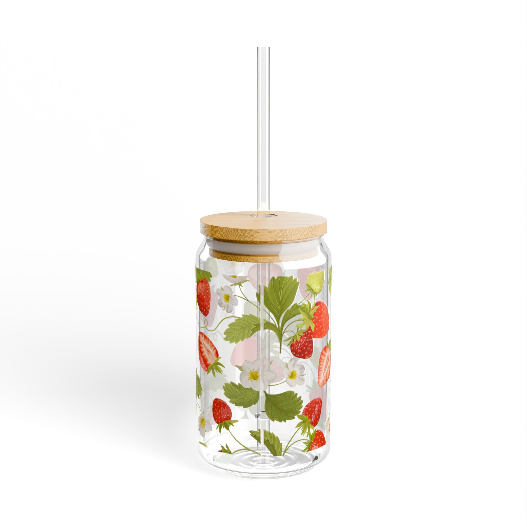 Strawberry Sipper Glass, 16oz - Perfect for Summer Gatherings, Eco-Friendly Drinkware, Picnic Accessory, Gift Idea, Kitchen Decor