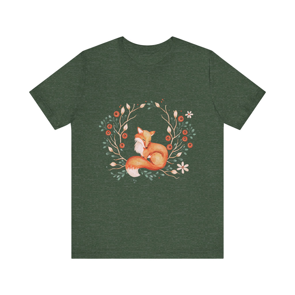 Whimsical Fox Unisex Jersey Tee, Forest Animal Shirt, Cute Gift for Nature Lovers, Relaxed Fit, Eco-Friendly Fabric