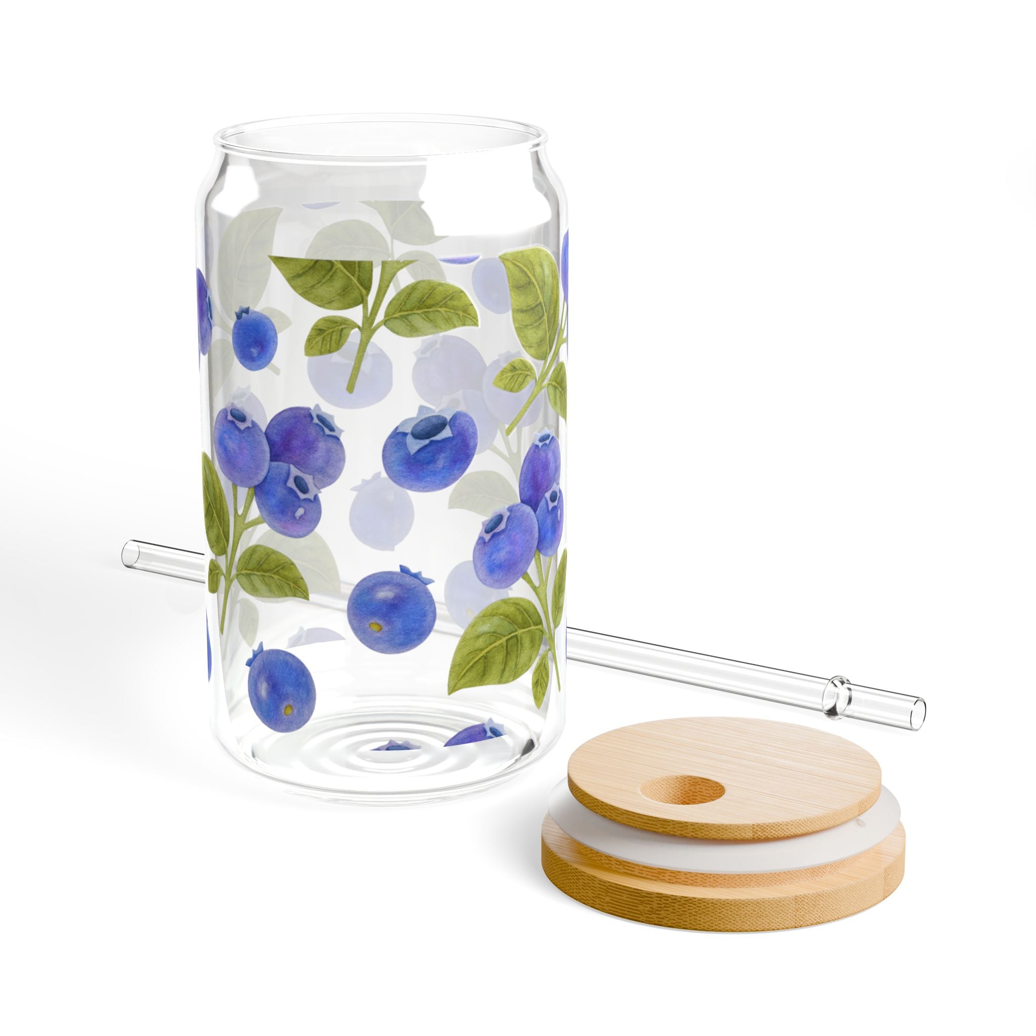 Blueberry 16oz Sipper Glass with Bamboo Lid