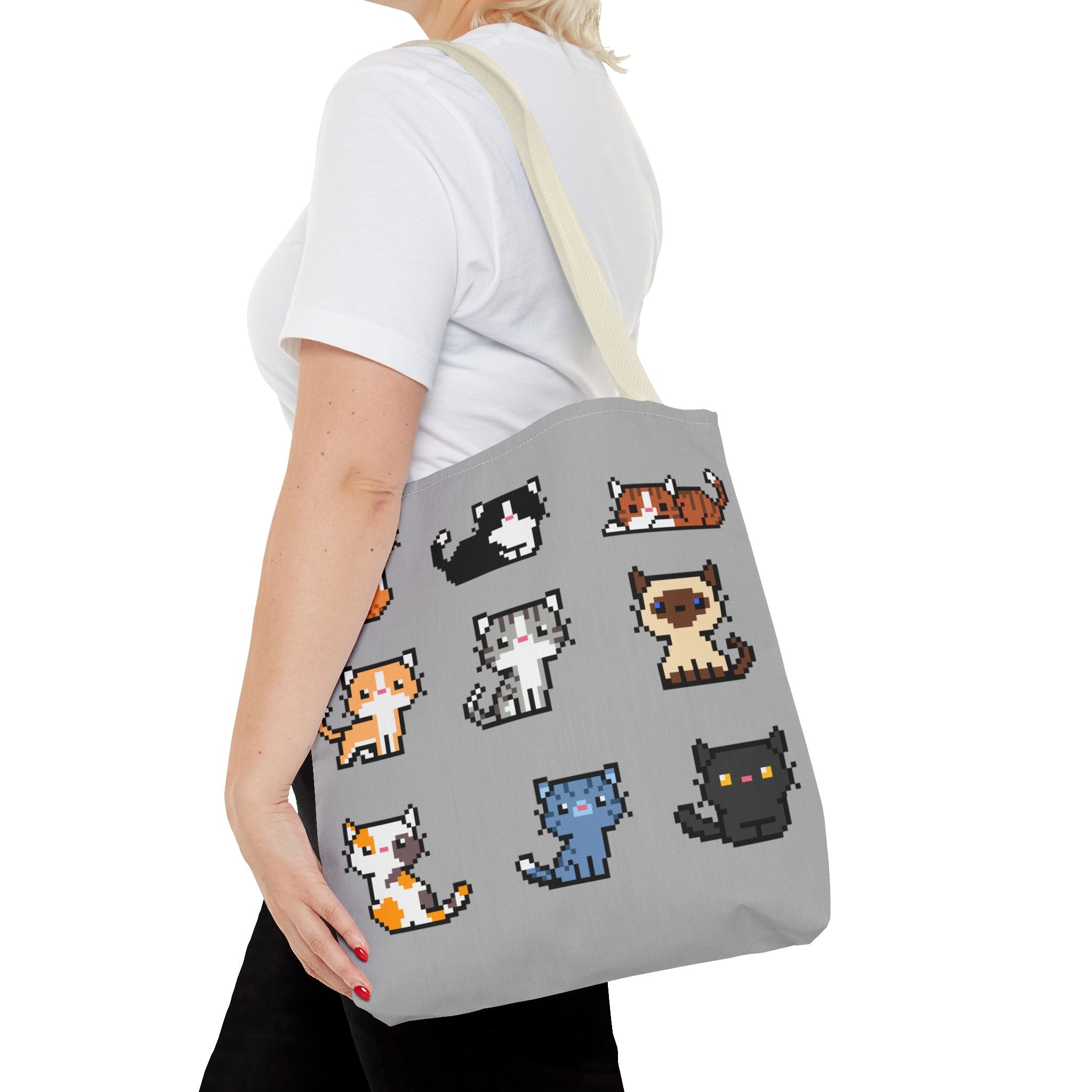 Cute Pixel Art Cat Tote Bag - Perfect for Cat Lovers & Everyday Use